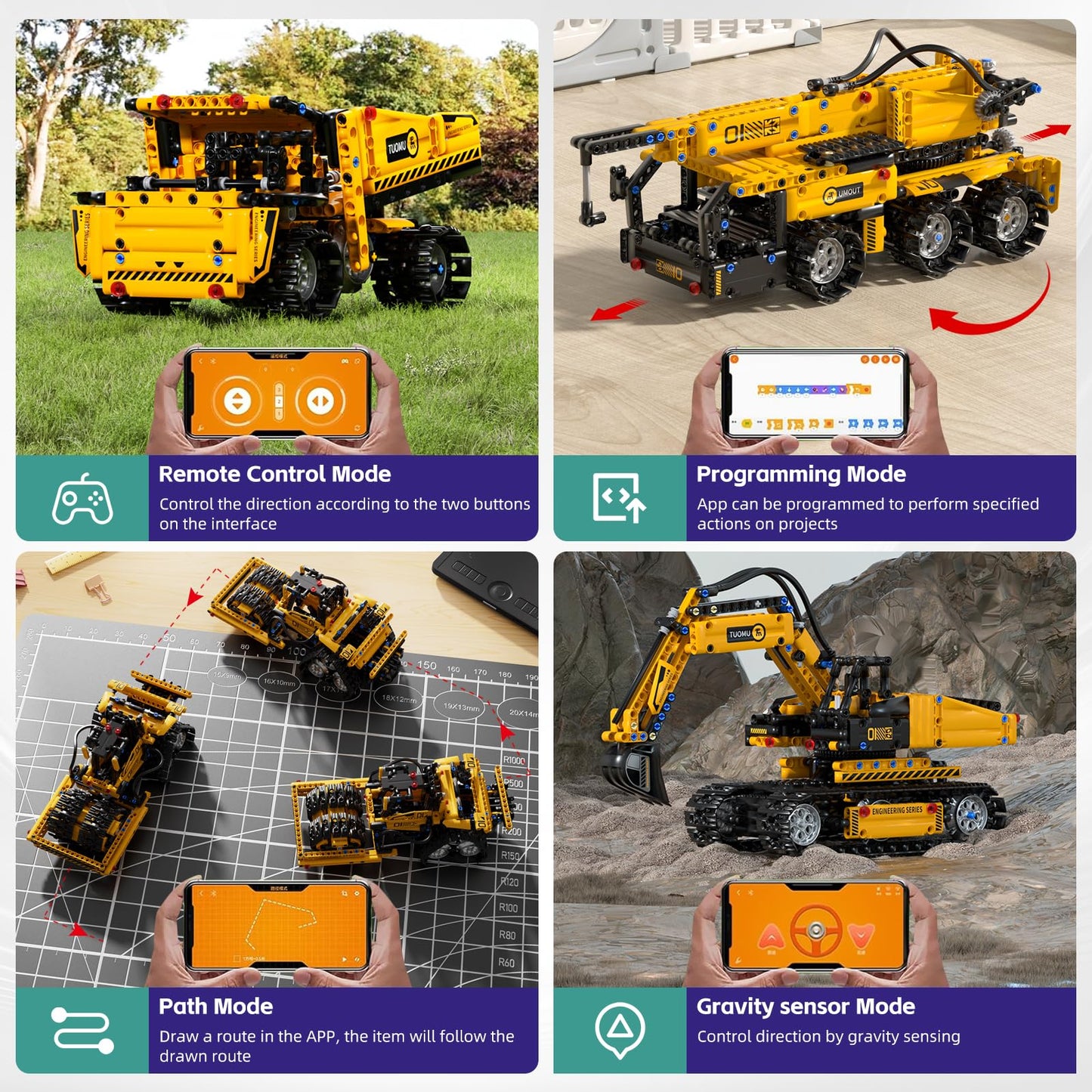 DOLIVE 5 in 1 STEM Building Block Set for Kids Ages 8-14, Remote & App-Controlled Engineering Vehicles, Creative Birthday for Boys Girls Aged 8 9 10 11 12+ (452 PCS)