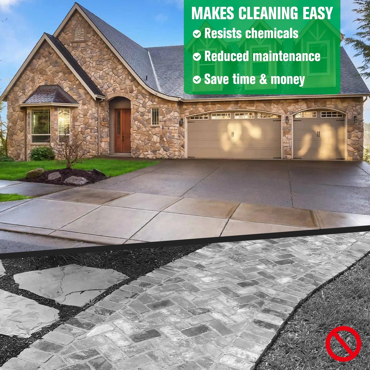Premium Stone Sealer, 1 Gallon – Max Gloss Wet Look for Pavers, Driveways & Patios – Waterproof & UV Resistant, Long-Lasting Protection with Enhanced Color for Natural Stone Surfaces