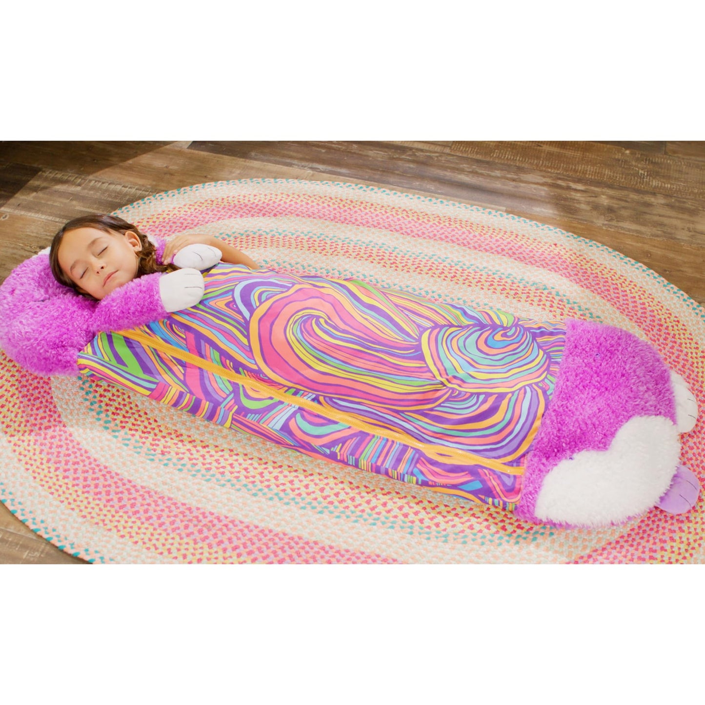 Happy Nappers: S4 Pillow & Sleepy Sack: Medium - Muffin the Kitty- 54x20, 2-in-1: Plush Animal Opens to Sleeping Bag, Play-Nap Character, Kids 3+