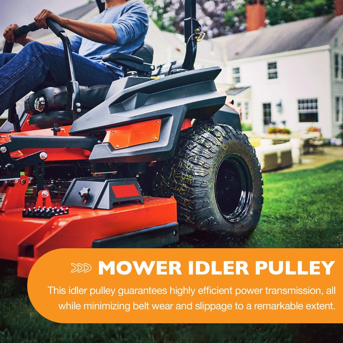 Flat Idler Pulley Replaces 033-8000-00, 033-2000-00, 033-7201-00, 033-7201-25, Lawn Mower Idler Pulley Compatible with Bad boy 48"50"54"60" ZT Series, 48"54" MZ Series, 54"61"72" Outlaw Series, 2 Pack