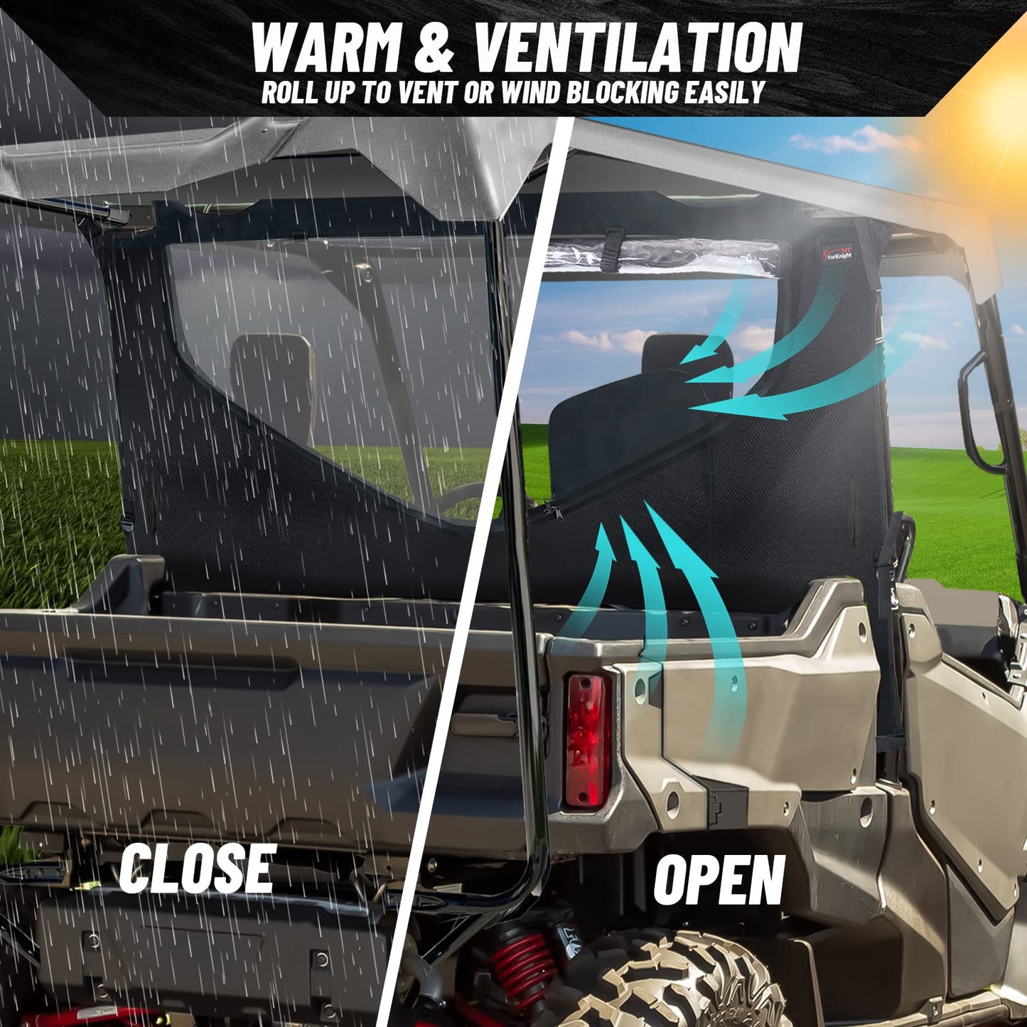 StarknightMT Pioneer 1000-5 Rear Window - Waterproof UTV Mid Panel With Zipper Compatible With Pioneer 1000-5 2016-2025 0SR95-HL4-211A Pioneer 1000 5 Accessories