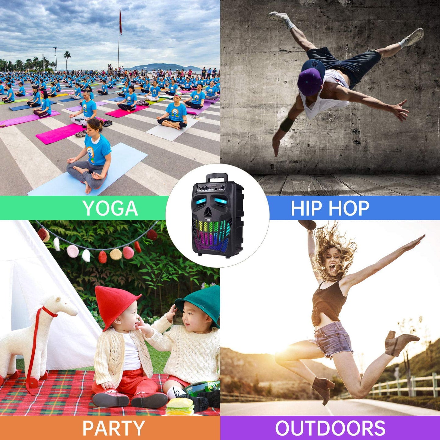 E I F E R Cool Skull Bluetooth Speakers, Portable Wireless Speaker, Compatible with Smartphones and Tablets, Suit for Home Garden Party