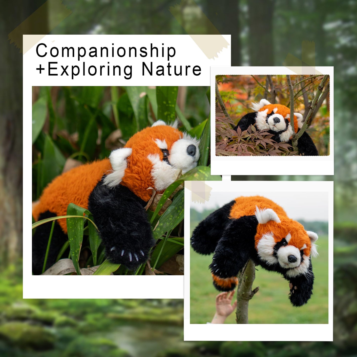 Chongker Cute Red Panda Plush Toy, Weighted Stuffed Animals, Red Panda Plush Animals Collection, Handmade Like Real, Large Size Stuffed Animals