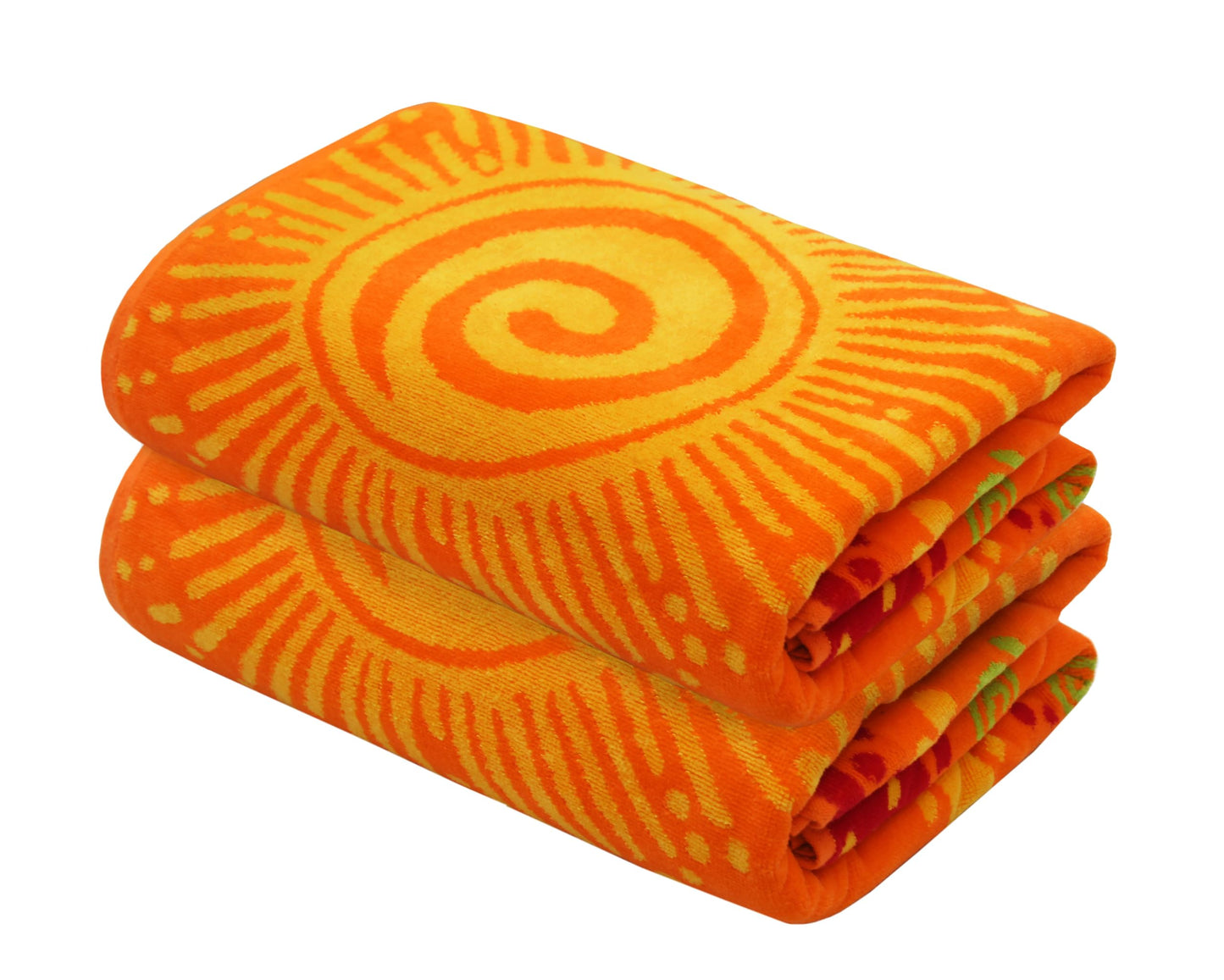 COTTON CRAFT Oversized Beach Towels - 2 Pack XXL 35x84 - The Big Kahuna 7 Foot Extra Large Beach Blanket Towel - Big & Tall - 100% Cotton Jacquard Velour Soft Luxury Towel - Sunshine Orange Yellow