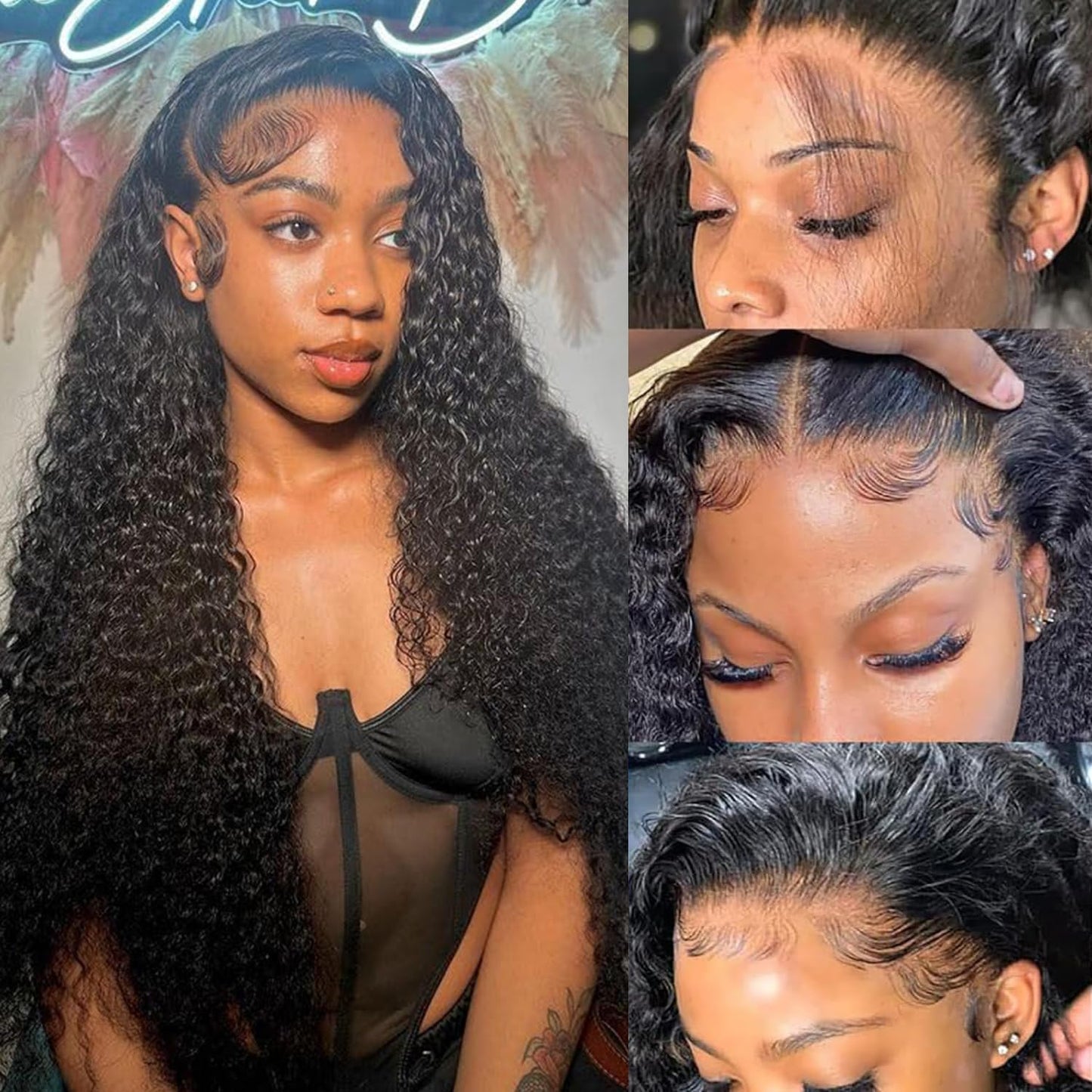 Ksflaae 13x6 Lace Front Wigs Human Hair Pre Plucked 180% Density HD Transparent Water Wave Lace Frontal Wigs Human Hair for Women Curly Lace Front Wigs with Baby Hair Natural Color 26Inch