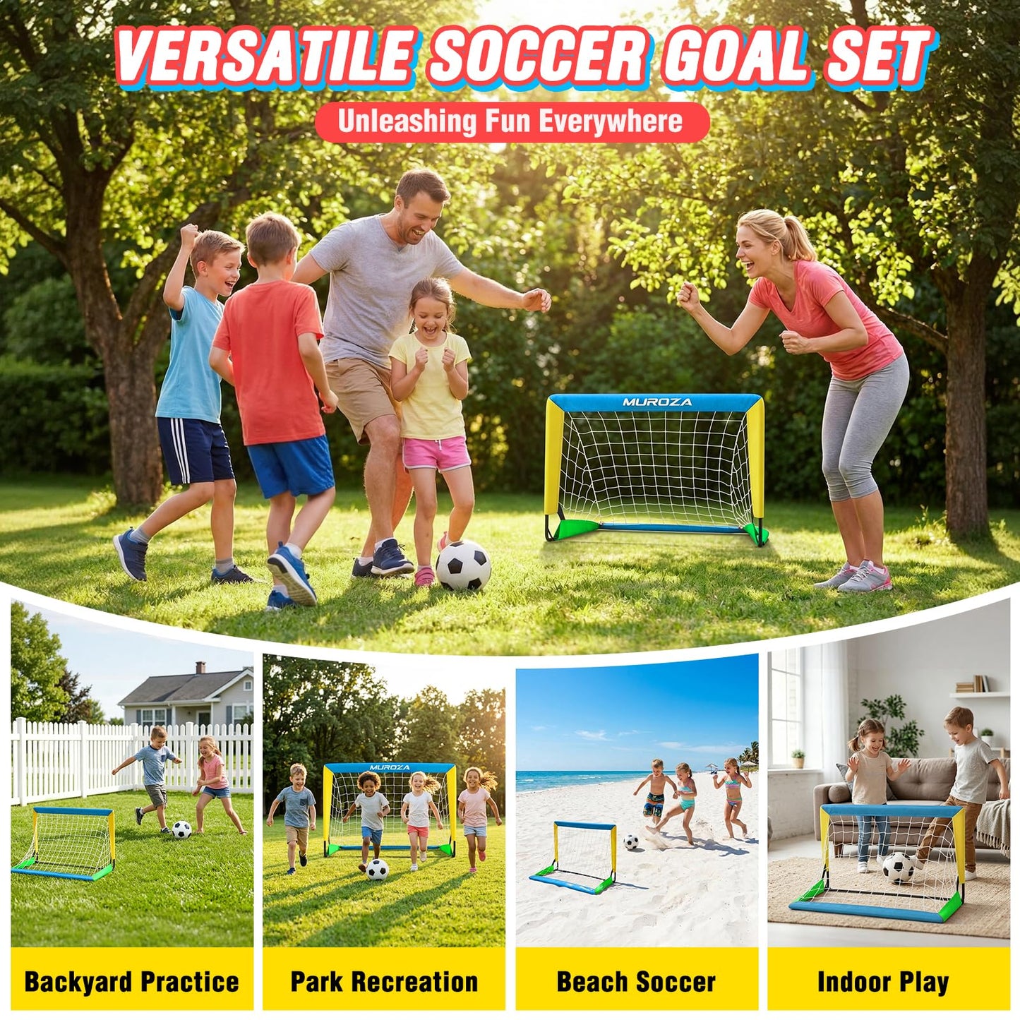 Kids Soccer Goal, Soccer Goals for Backyard Set, 2 Pack of 2x1.5ft Portable Pop Up Soccer Net Set with Ball, Cones, Complete Training Equipment for Youth Ages 3-8