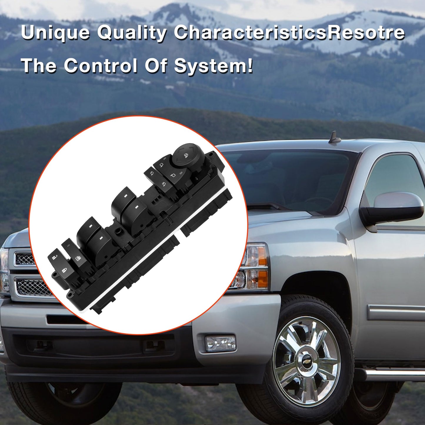 20835553 Driver Side Power Master Control Window & Mirror & Door Lock Switch - Fit for 2007-2014 Chevy Avalanche Cheyenne Tahoe Silverado Suburban/GMC Sierra Yukon XL 1500 2500 3500 Cadilla Escalade