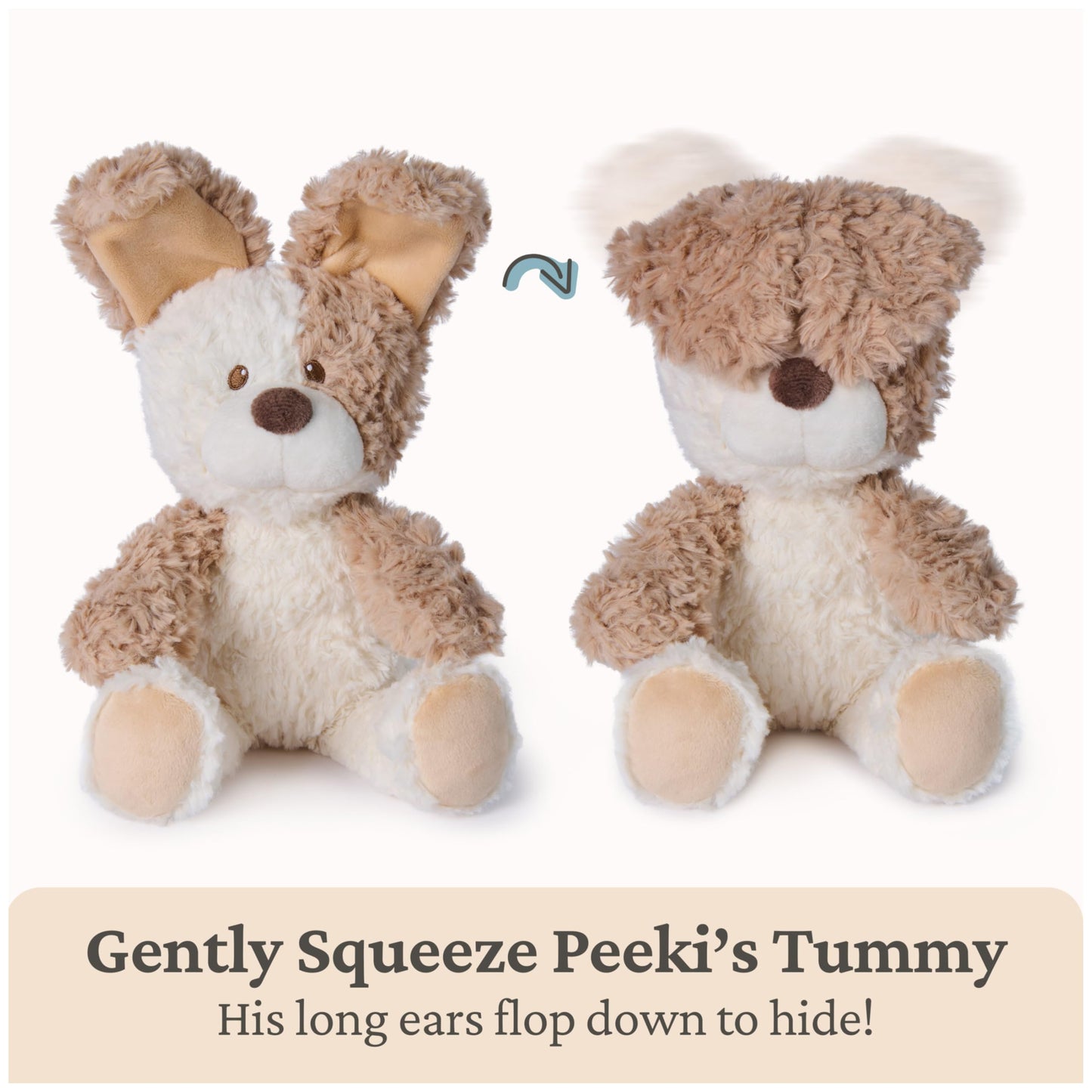 GUND Baby Peek-a-Boo Peeki Puppy Plush, Dog Stuffed Animal, Baby Toy for Ages 0 and Up, Brown/Cream, 7"