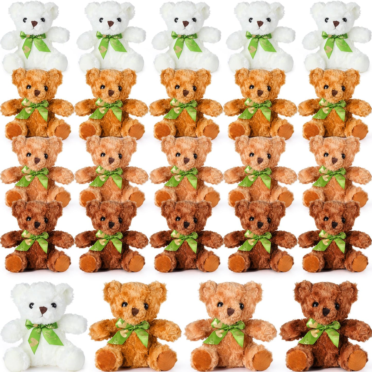 HyDren 24 Pieces Bulk 8 Inch Bears Stuffed Animals Small Soft Bear Plush Stuffed Toy with Bow Tie for Birthday Wedding Baby Shower Party Gift Favors
