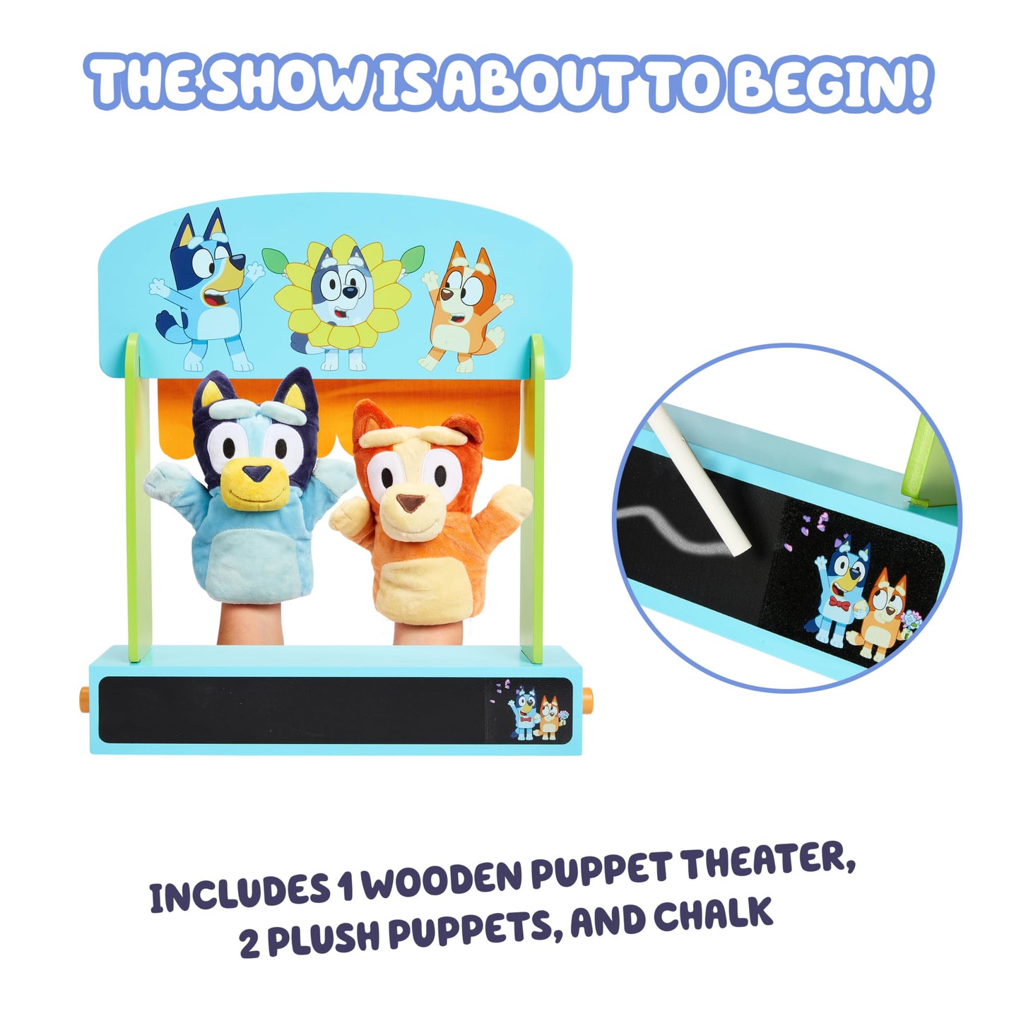 Bluey – Puppet Theater – Colorful Wooden Play Set with Theater and Puppets – FSC-Certified Material – Imaginative Fun for Ages 3 Years and Up
