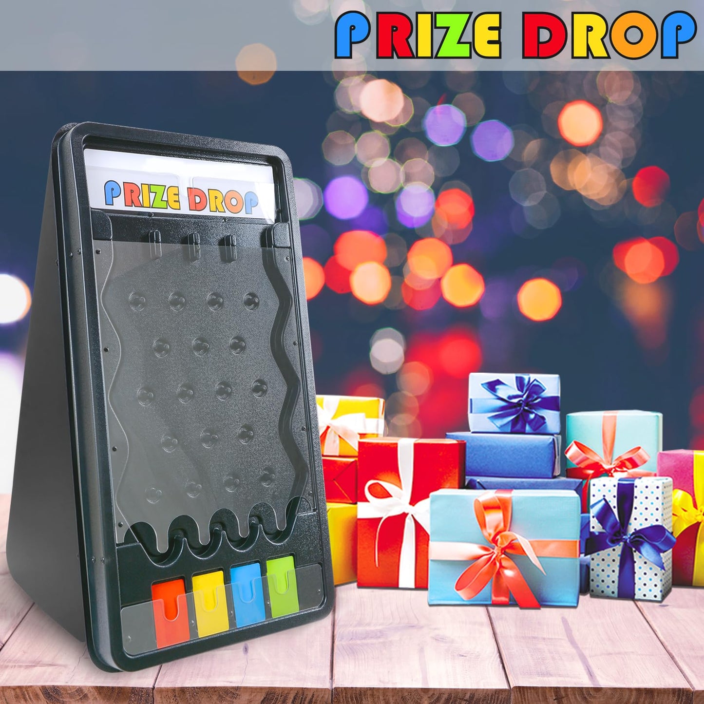 Hooomyai Mini Tabletop Prize Drop Board Game 25"x14" Plinko Board Foldable Stand with Customizable 8 Playing Pucks for Carnival Tradeshow Party