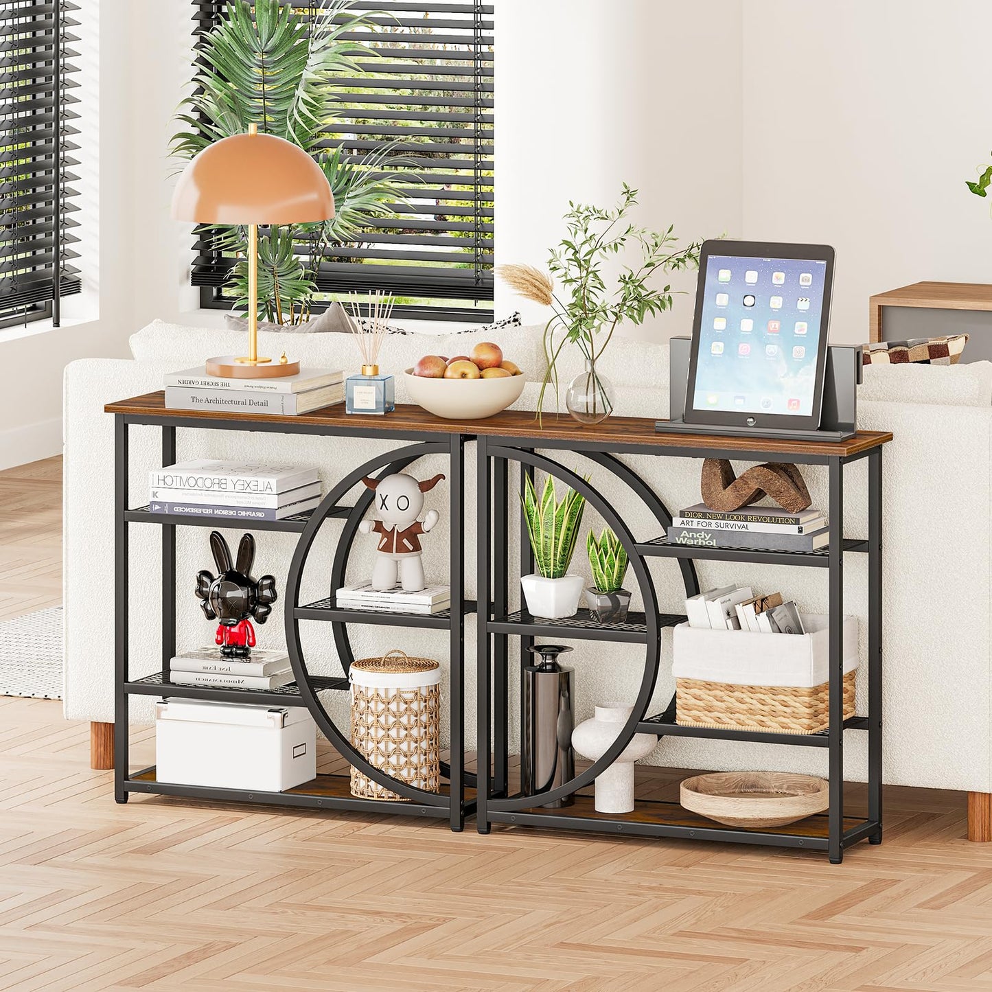 Snughome Entryway Table, Narrow Console Table, Industrial Sofa Table with 5 Tier Storage Shelves, Entrance Table for Hallway, Behind The Couch, Living Room, Foyer