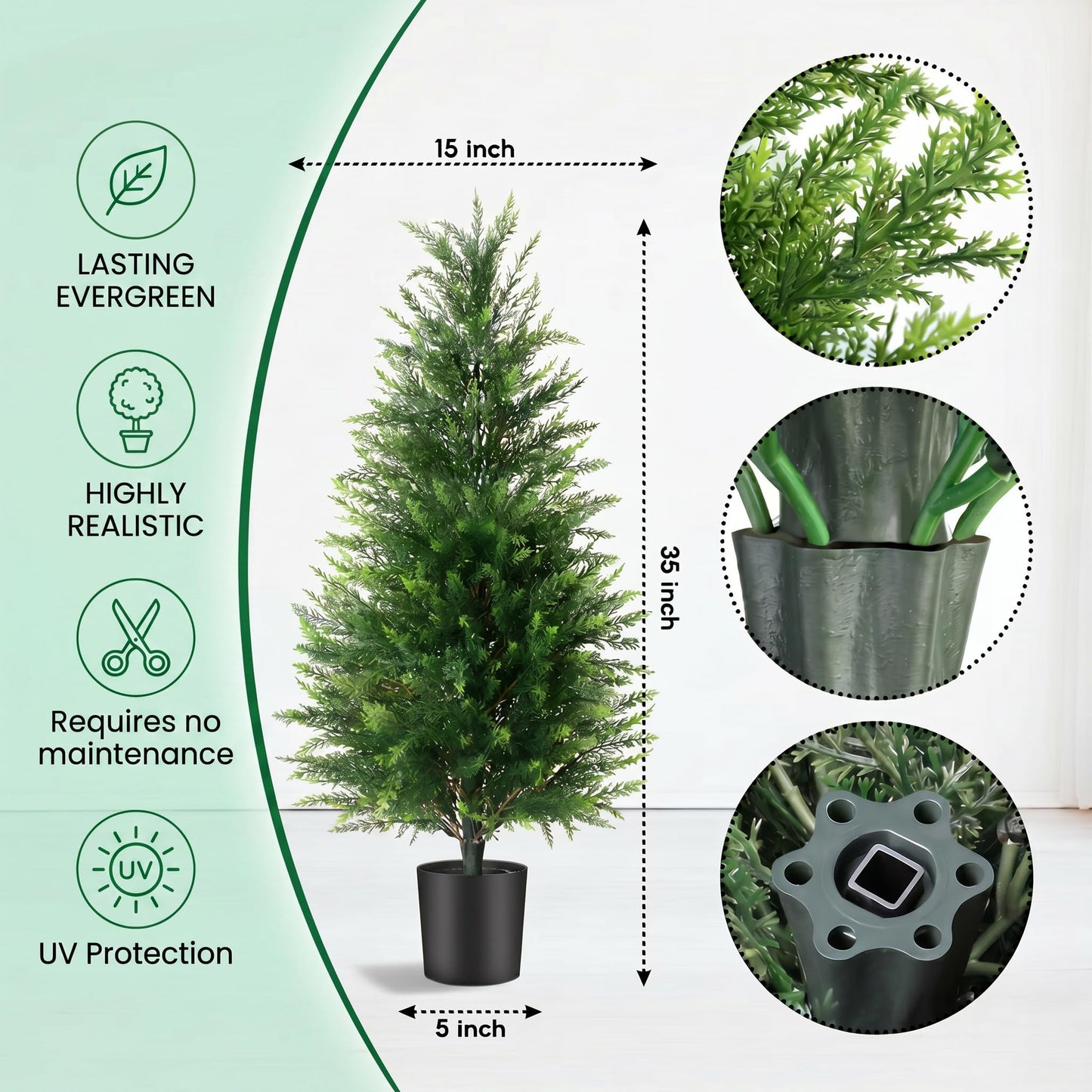 3FT Artificial Cedar Trees 2 Pack, UV Protected
