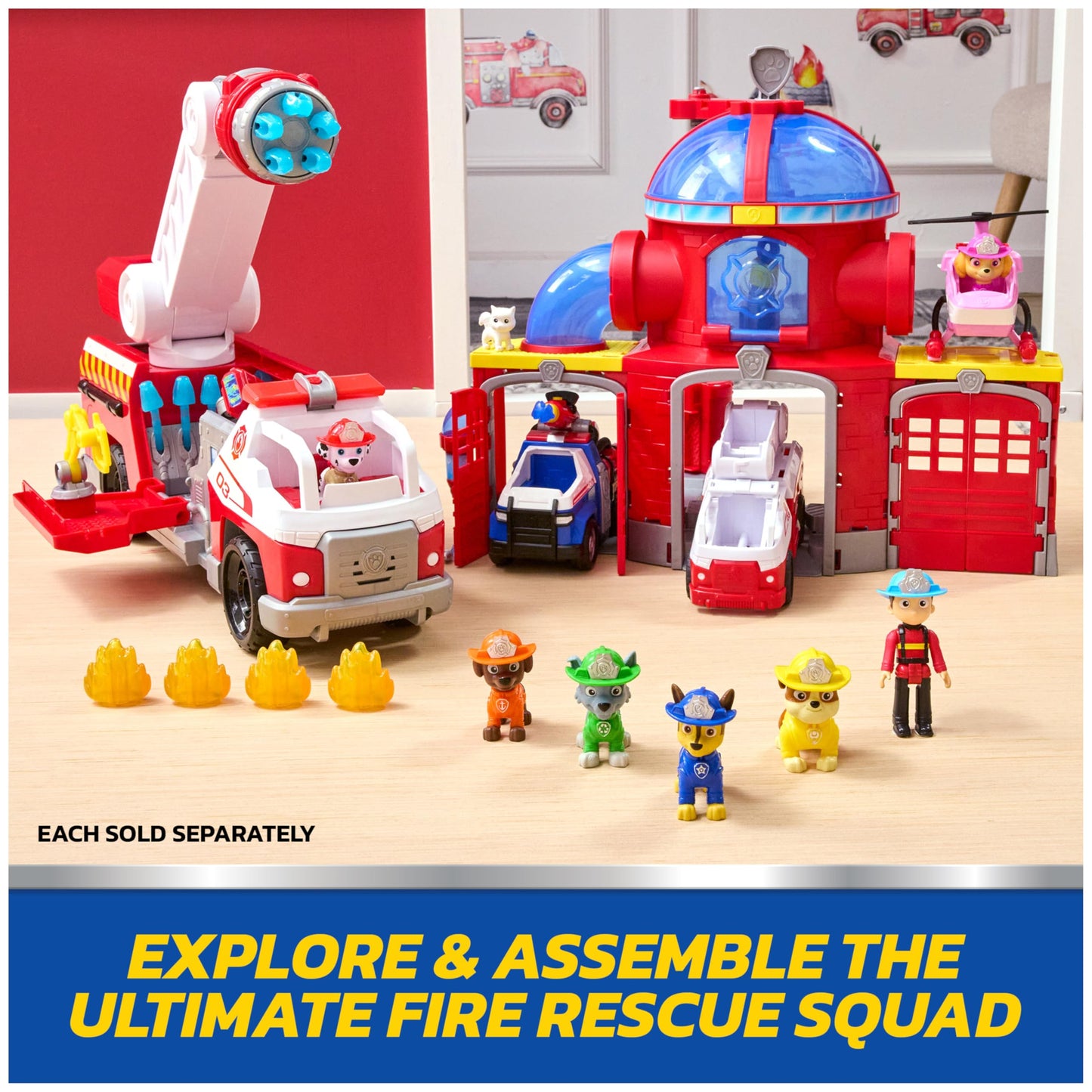 PAW Patrol: Fire Rescue Marshall, Plush Toy with Fire Extinguisher, Backpack, and Hose, Preschool Toys, Kids Toys for Boys & Girls, Ages 3 and Up, 10”