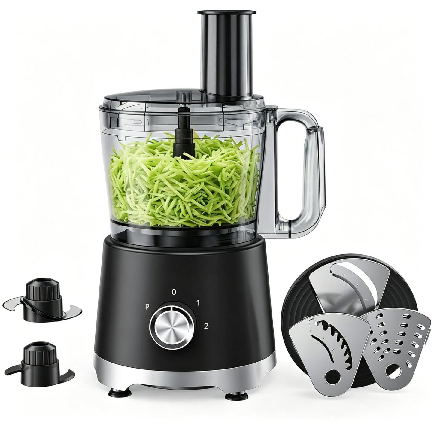 Simple Deluxe Food Processor 10.5 Cup, Multi-Functional Vegetable Choppers Food Grinder with Slicing Shredding Chopping Kneading, Suitable for Smoothie Fruit Dough, 2.6QT, Black
