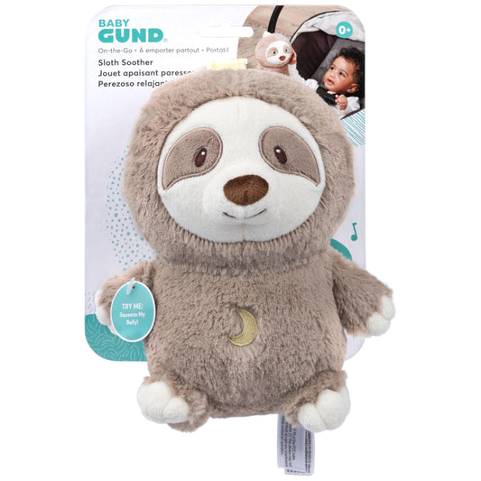 Baby GUND Lil’ Luvs On The Go Sloth Soother for Babies and Newborns, Plush Sloth Stuffed Animal Sound Toy, Brown/Cream, 6”