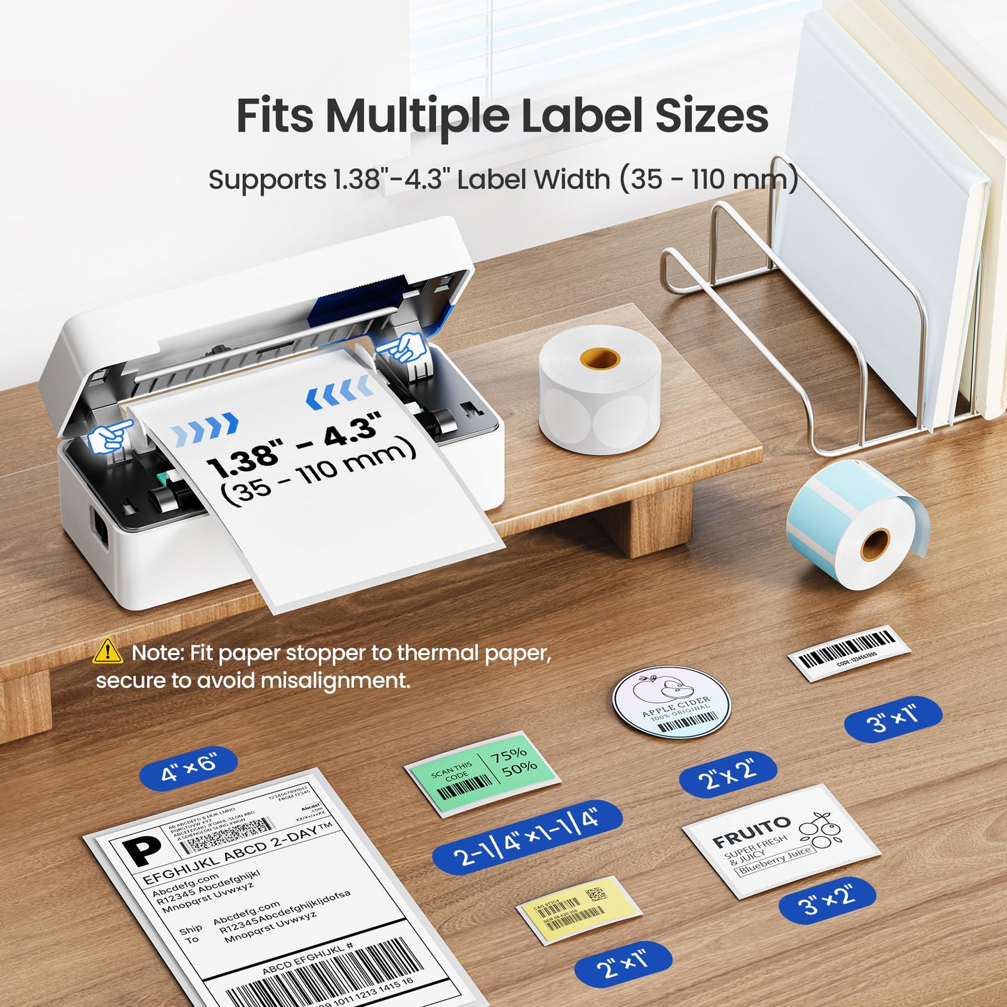 ETIKEZ Bluetooth Thermal Shipping Label Printer, 4x6 Portable Thermal Printer, Compatible with iPhone, Android, Windows and Mac, Works with USPS, UPS, Amazon, Shopify, Etsy (White), 1 Count