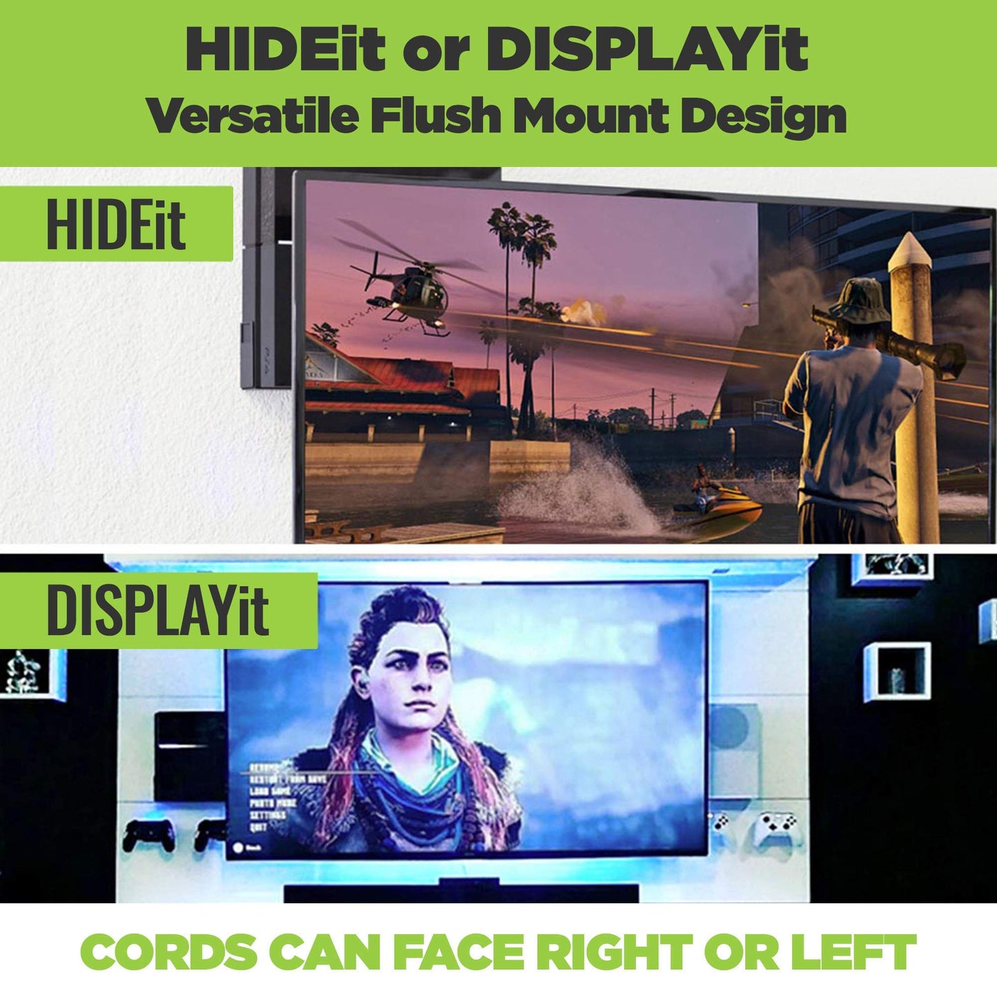 HIDEit Mounts 4 Bundle, Wall Mounts for Original PS4 and Controllers, Steel Mount for PS4 Original and 2 Controller Mounts to Safely Store Your PS4 and PlayStation Controller Near or Behind TV