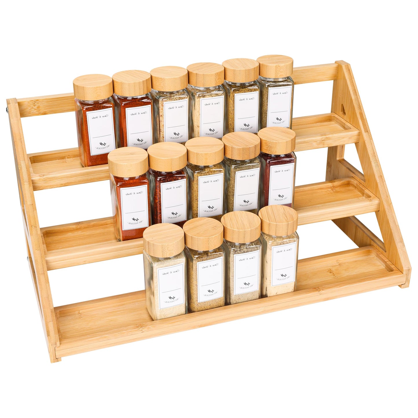 MNADSFKJ Bamboo Tiered Spice Rack, for Countertop Spice Organizer for Pantry Spice Shelf Organizer Kitchen Spices Rack，Cabinet spice rack，Cabinet seasoning rack