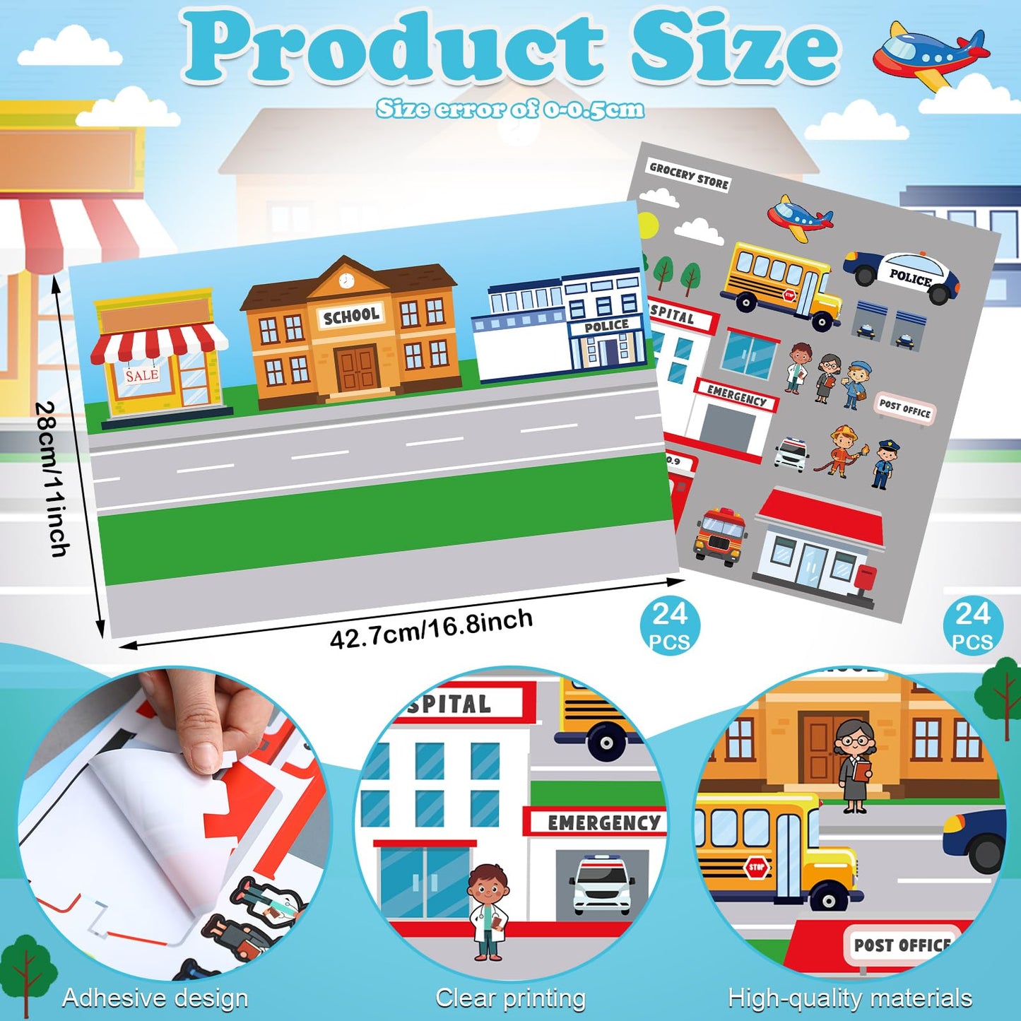 Frienda Set of 24 Community Helpers Giant Sticker Scene Community Helpers Educational Learning Kit Career Sticker Set Toys for Preschool Classroom Bulletin Board Decorations Flash Cards Crafts