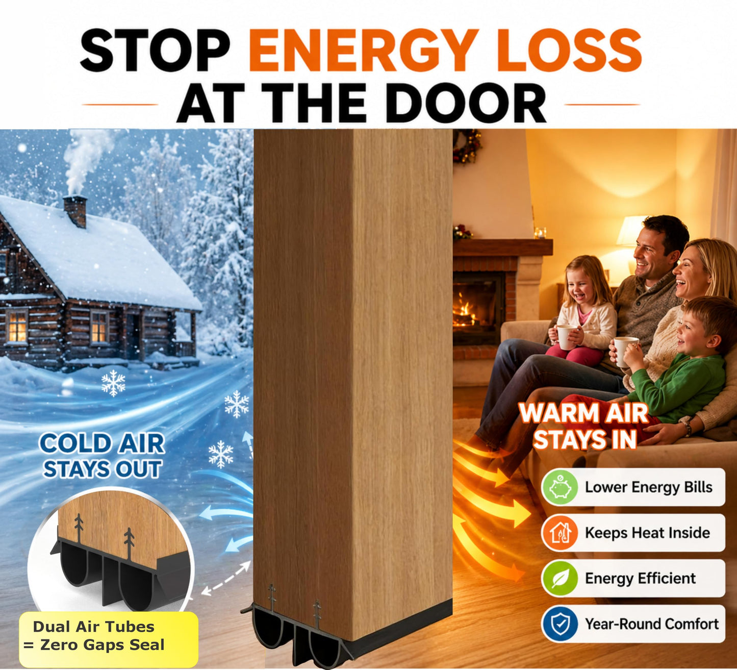 Exterior Door Sweep [2 Pack] – 36 Inch Kerf Weather Stripping with Dual Air Tube Seal & Vinyl Fins | Under Door Bottom Seal Strip for Exterior Doors with Kerf Track | Quiet & Tight Fit