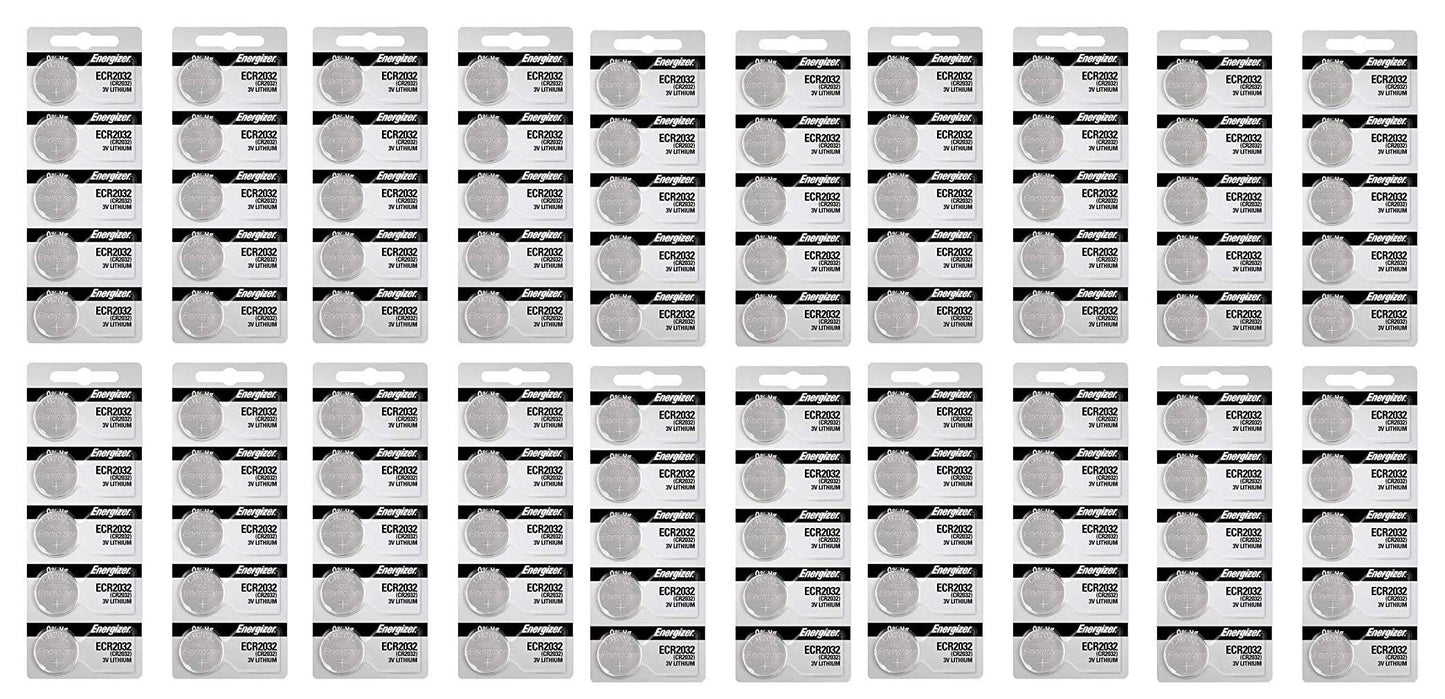 Energizer CR2032 Batteries, 3V Lithium Coin Cell 2032 Watch Battery - 100 Count