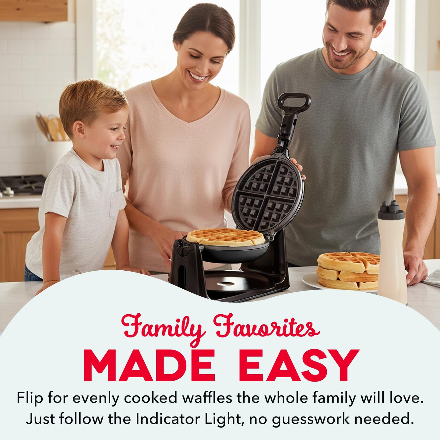Dash Flip Belgian Waffle Maker - 6.5" Nonstick Surface - Rotating Belgian Waffle Maker with Quick Heat-Up System for Easy Breakfasts - Supports Multi-Use - Black