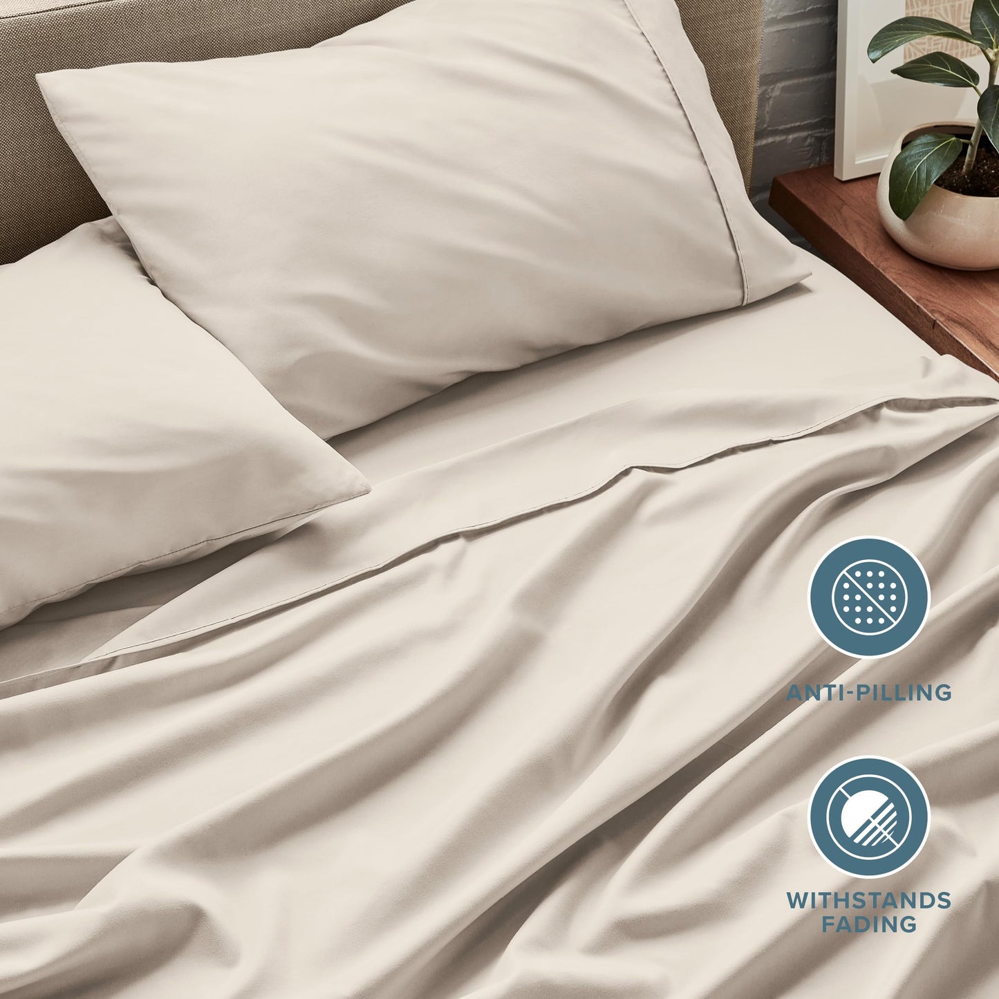 Bare Home King Sheet Set - 1800 Ultra-Soft Microfiber King Bed Sheets - Double Brushed - Deep Pockets - Easy Fit - 4 Piece Set - Bedding Sheets & Pillowcases (King, Wheat)