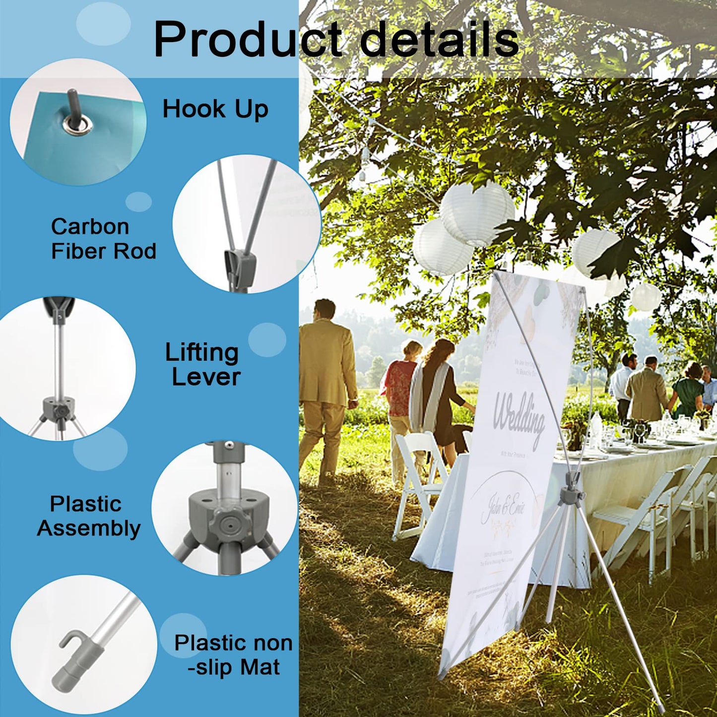 2 Pack X Frame Banner Stand Fits Any Banner Adjustable Size 23"X63" to 32"X78" with Portable Retractable Carrying Bag, Customize Banner Stand for Trade, Show Exhibition Market and Store Display