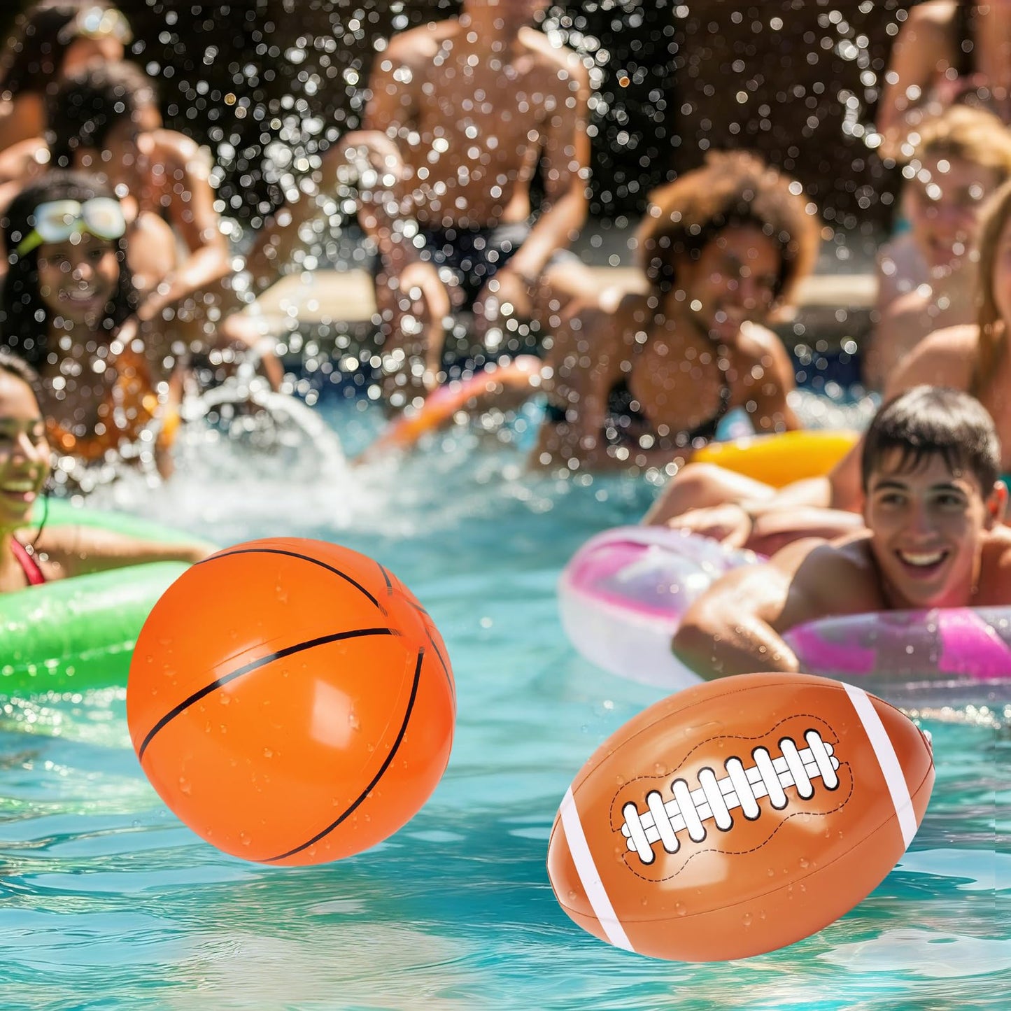 SAYAYA 28 Pieces Inflatable Sports Beach Balls, 8 in Inflatable Ball Basketball, Baseball, Football, Soccer Blow Up Beach Balls for Summer Pool Game Sports Theme Birthday Party Favors
