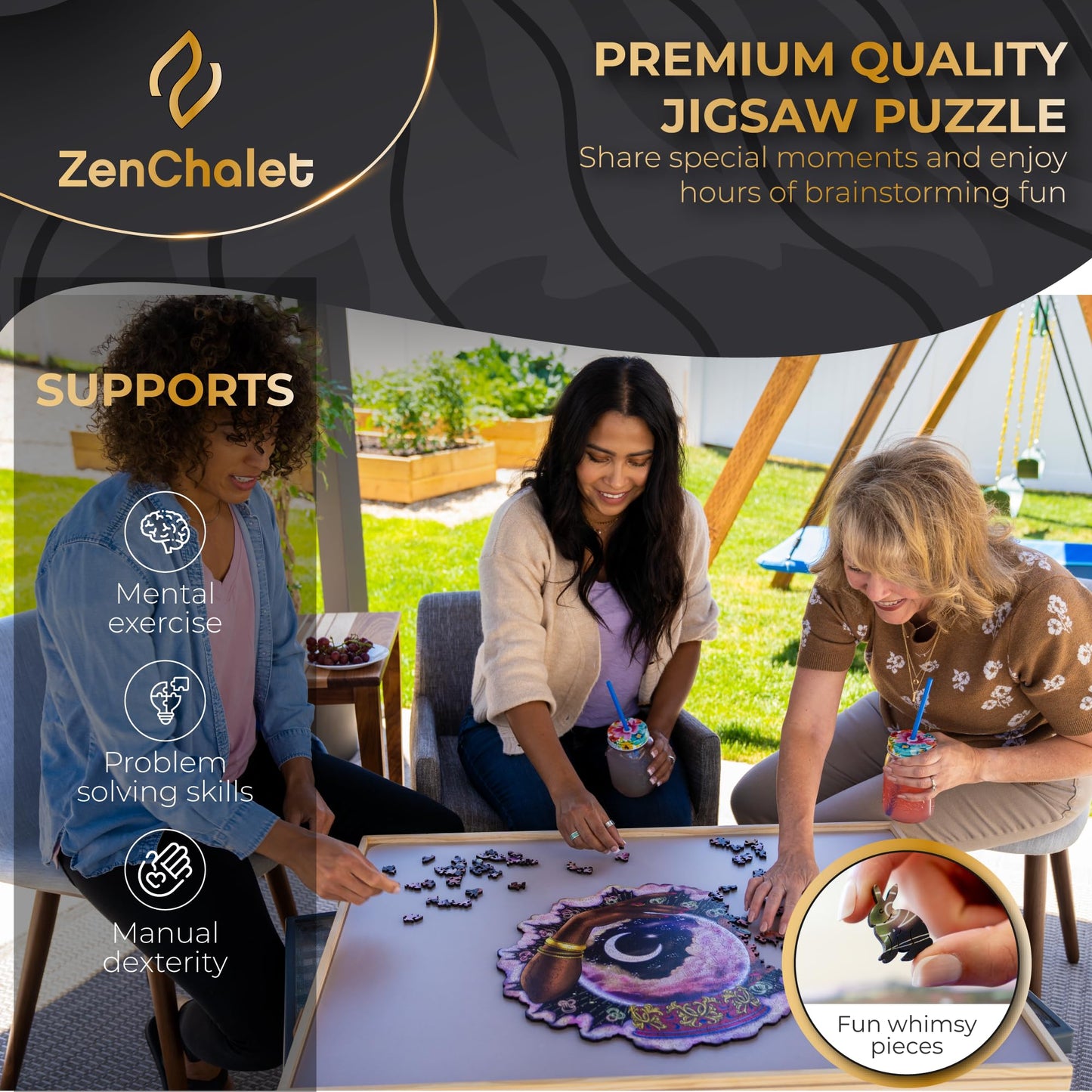 ZenChalet Crystal Ball 500 Piece Premium Wooden Jigsaw Puzzle for Adults - Uniquely Shaped Pieces with Durable Construction - Perfect for Birthday Gifts, Game Nights and Camping