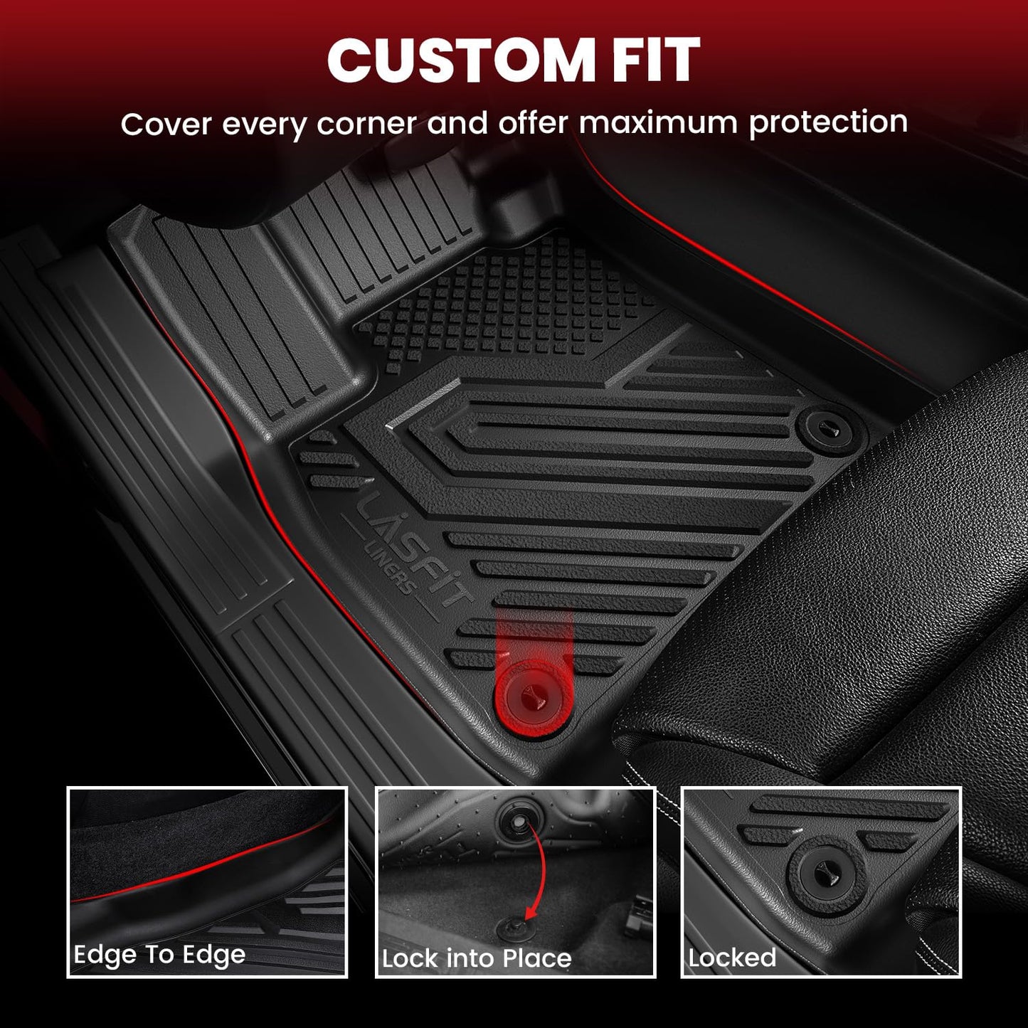 LASFIT Floor Mats for Chevrolet Chevy Express/GMC Savana 1500/2500/3500 2015-2026, All Weather TPE Custom Fit Floor Mats for Cars, Front Row Floor Liners for Express Accessories, 1 PCS