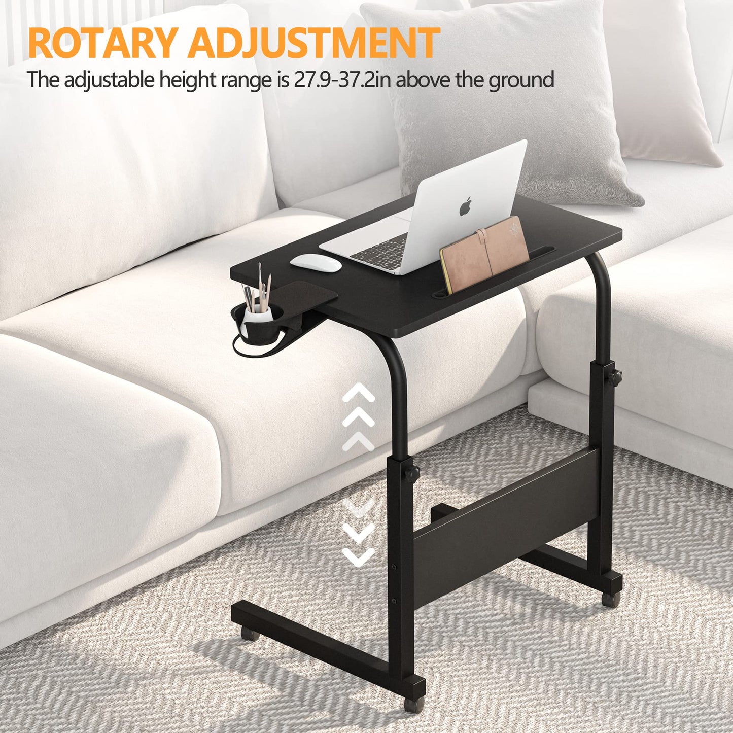 Klvied Small Standing Desk Adjustable Height, Portable Treadmill Desk, Mobile Table Ideal for Laptops and Tablets, Black