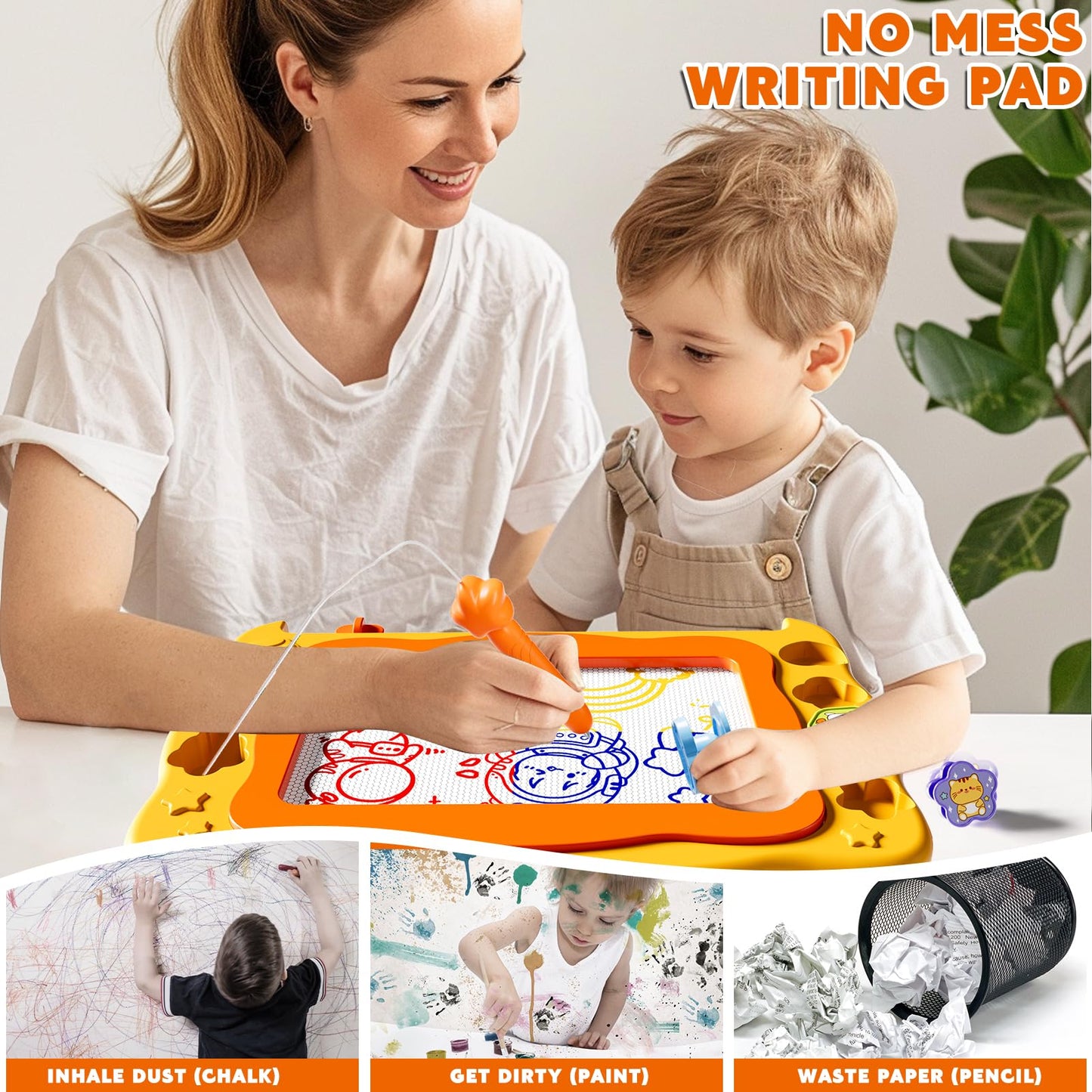 Large Magnetic Dot Board for Kids, Magnetic Drawing Board for Toddlers, Magnetic Dots Art with Magnetic Pen, Montessori Kindergarten Educational Travel Toys, Kids Boys Girls 2 3 4 5 6 7 Years Old