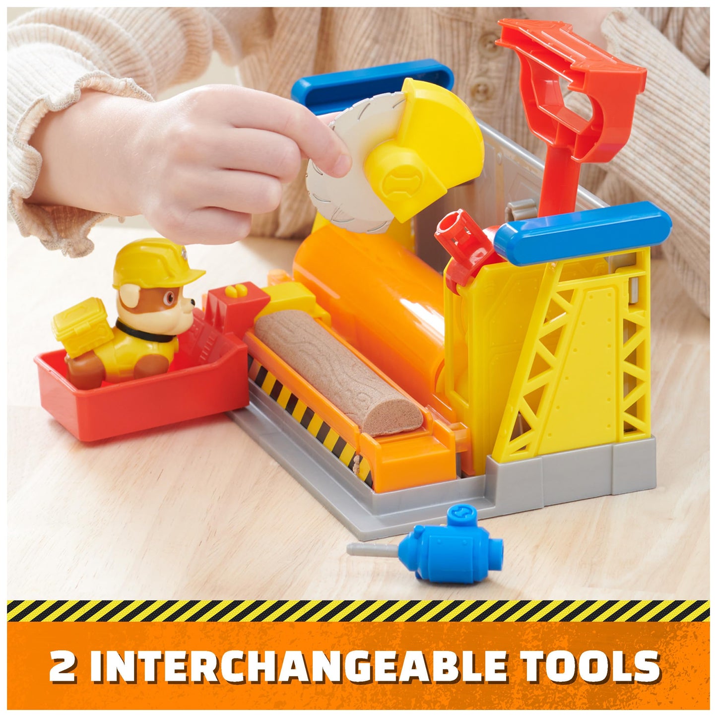 Rubble & Crew, Rubble’s Workshop Playset, Construction Toys with Kinetic Build-It Sand & Rubble Action Figure, Kids Toys for Boys & Girls Ages 3+