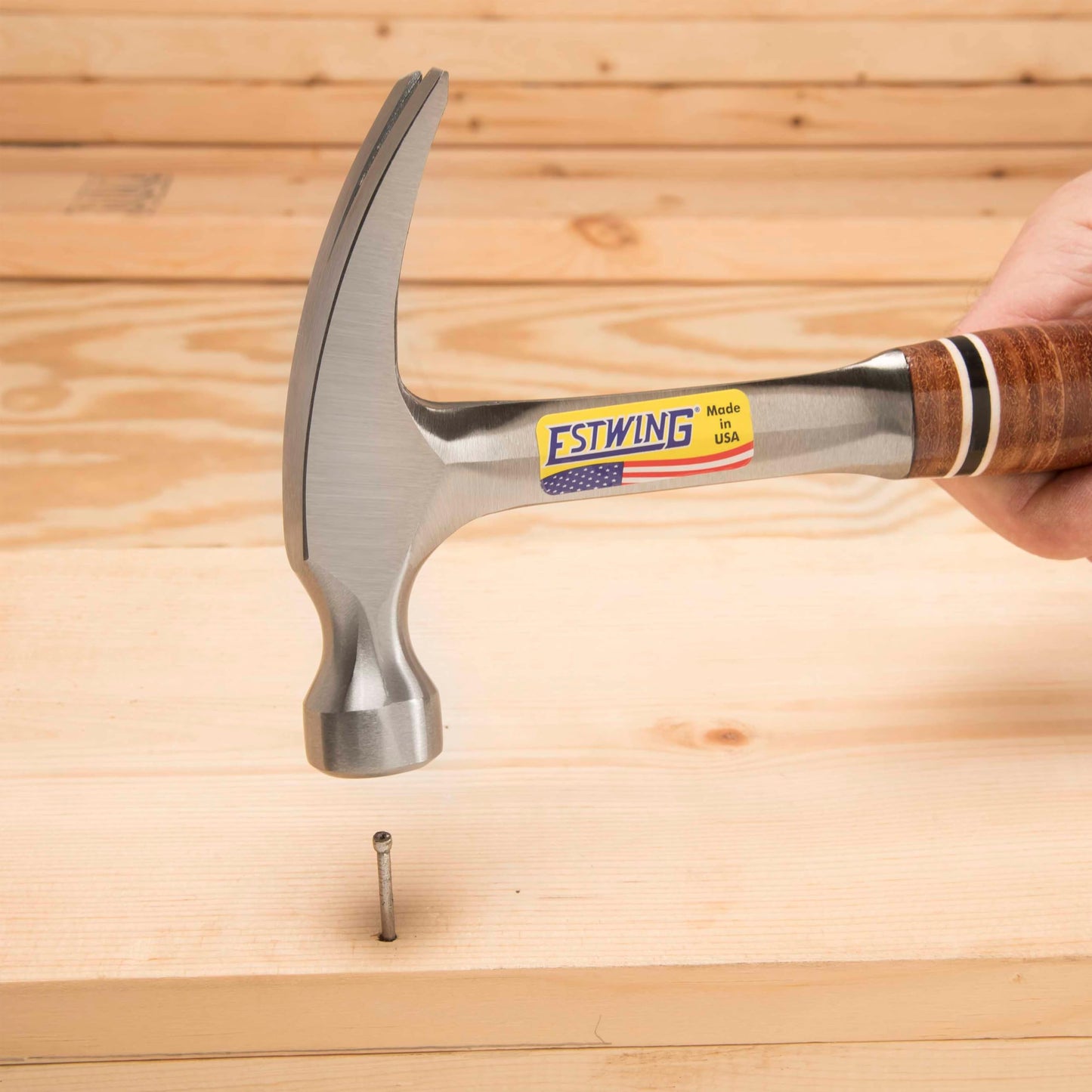 ESTWING Hammer - 12 oz Straight Rip Claw with Smooth Face & Genuine Leather Grip - E12S