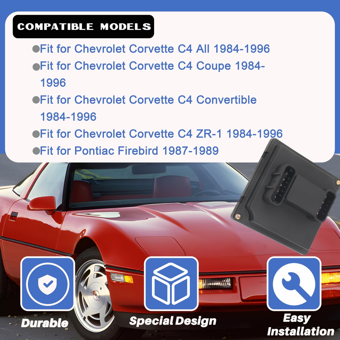 LLYZFED 16521297 Headlight Lamp Actuator Control Relay Module Fit for Chevrolet Corvette C4 1984-1996, for Pontiac Firebird 1987-1989, Replace# 16510537 25-376108-1 HL110