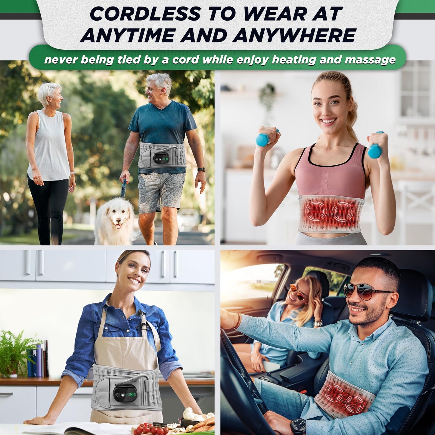 ERHIVORA Decompression Back Belt with Red Light Heating and Massage, Back Reliever, Inflatable Back Brace for Spinal Lumbar Woman Men Heating Pad