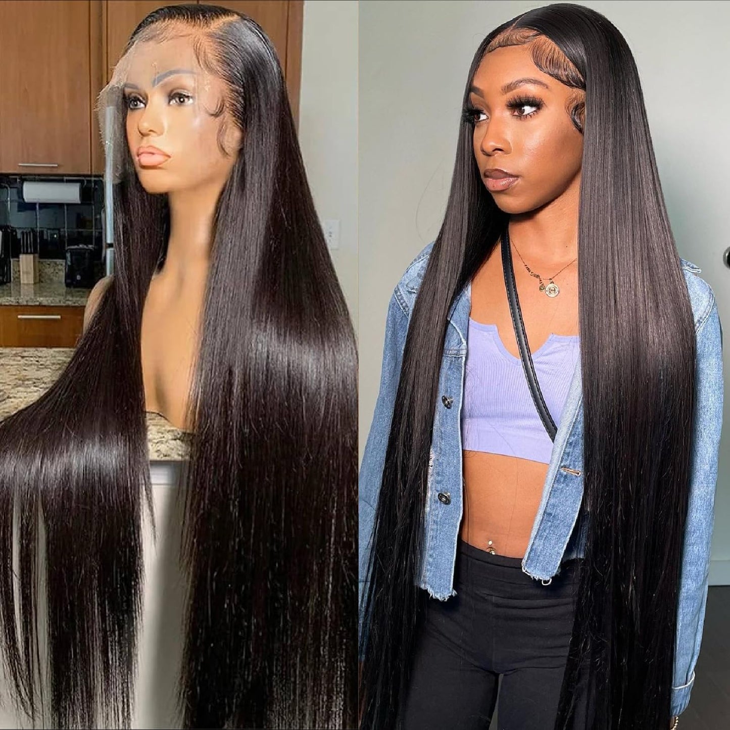 UKOWN 13x6 Lace Front Wigs Human Hair 28 Inch Straight HD Transparent Lace Front Wigs Human Hair Pre Plucked Natural Color 180 Density With Baby Hair for Women