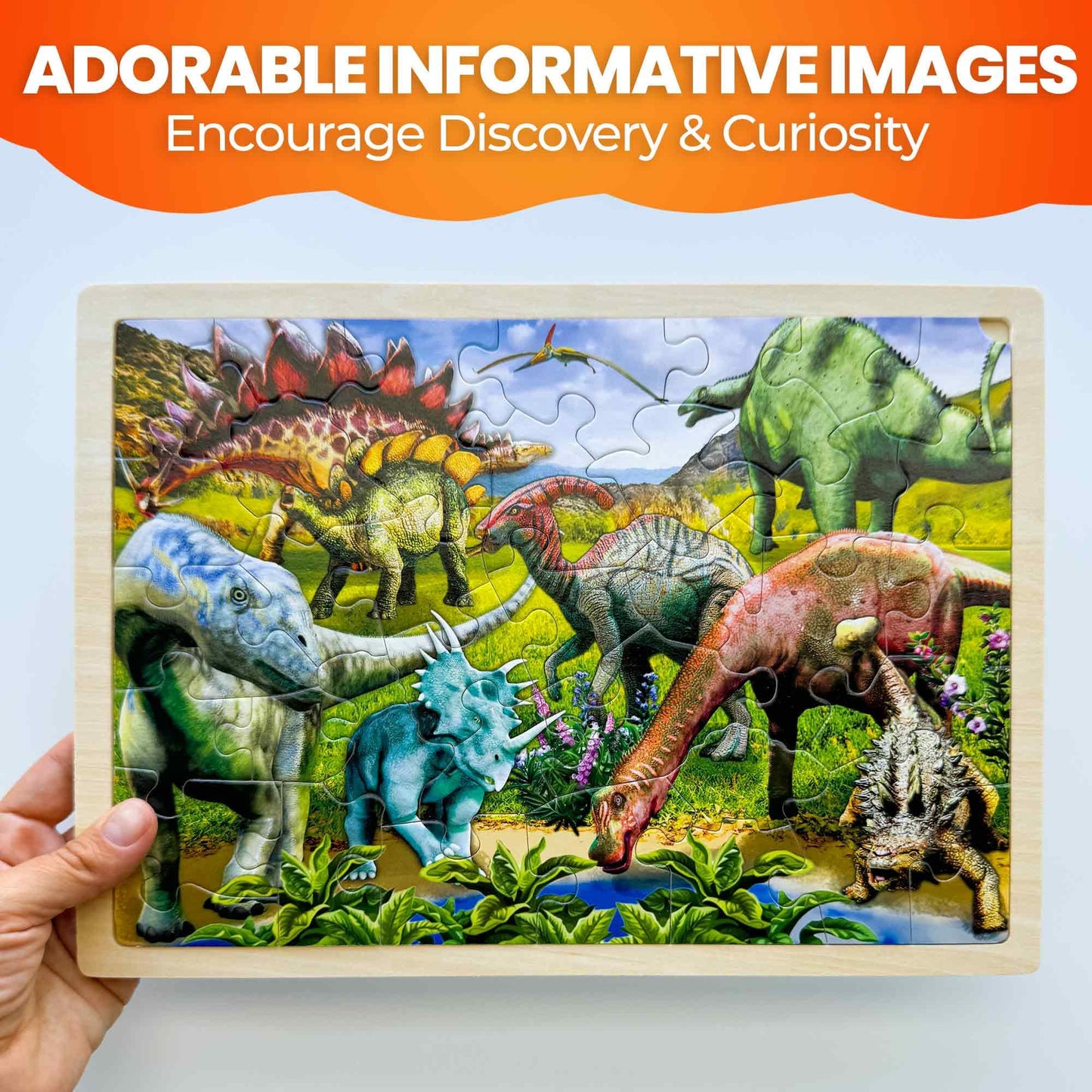 QUOKKA 4x36 Dino Puzzles for Kids Ages 4-6 - 36 Pieces Realistic Wooden Montessori Toddler Puzzles for Ages 3-5