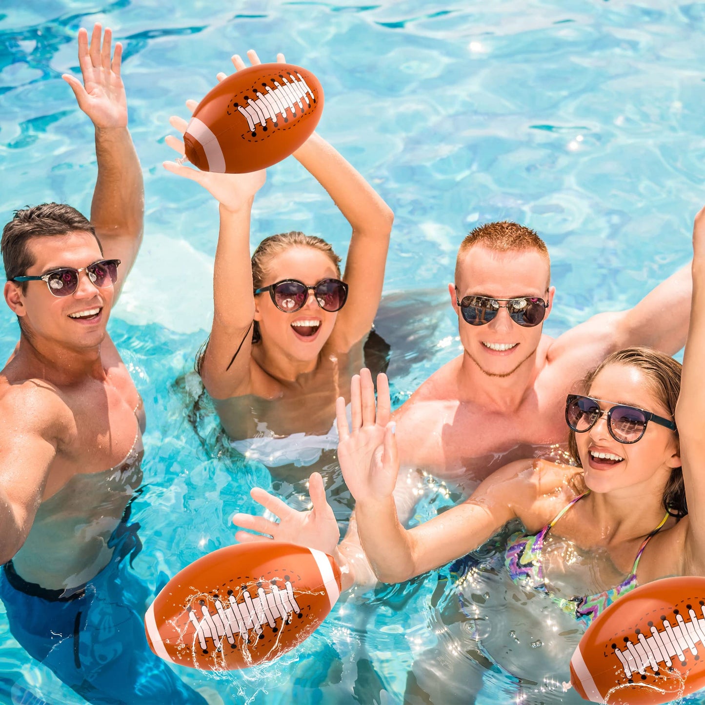 Restroma 30 Pack 16 Inch Inflatable Football Bulk Blow Up Footballs Large Inflatable Football Beach Balls for Summer Pool Beach Party Favors Sports Games