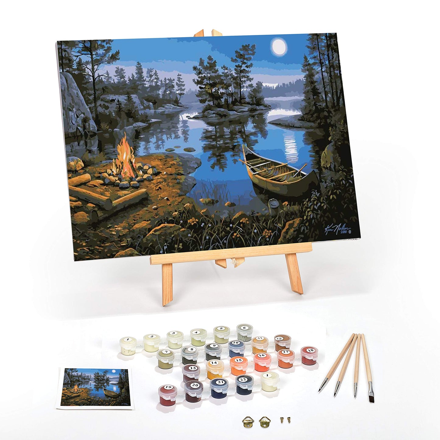 Ledgebay Framed Paint by Numbers Adult Kit Beginner to Advance Color By Number Fun DIY Arts & Crafts Acrylic Paint (Moonlight Bay 12" x 16" Framed)