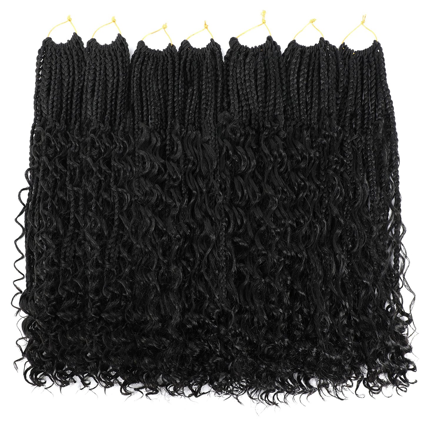 Ayana Goddess Box Braids Crochet Hair 18 Inch 3X Bohomian Crochet Braids Box Braids Crochet Box Braids Curly Ends Synthetic Crochet Braids Hair Extensions For Women (18 Inch-7Pack, 1B)