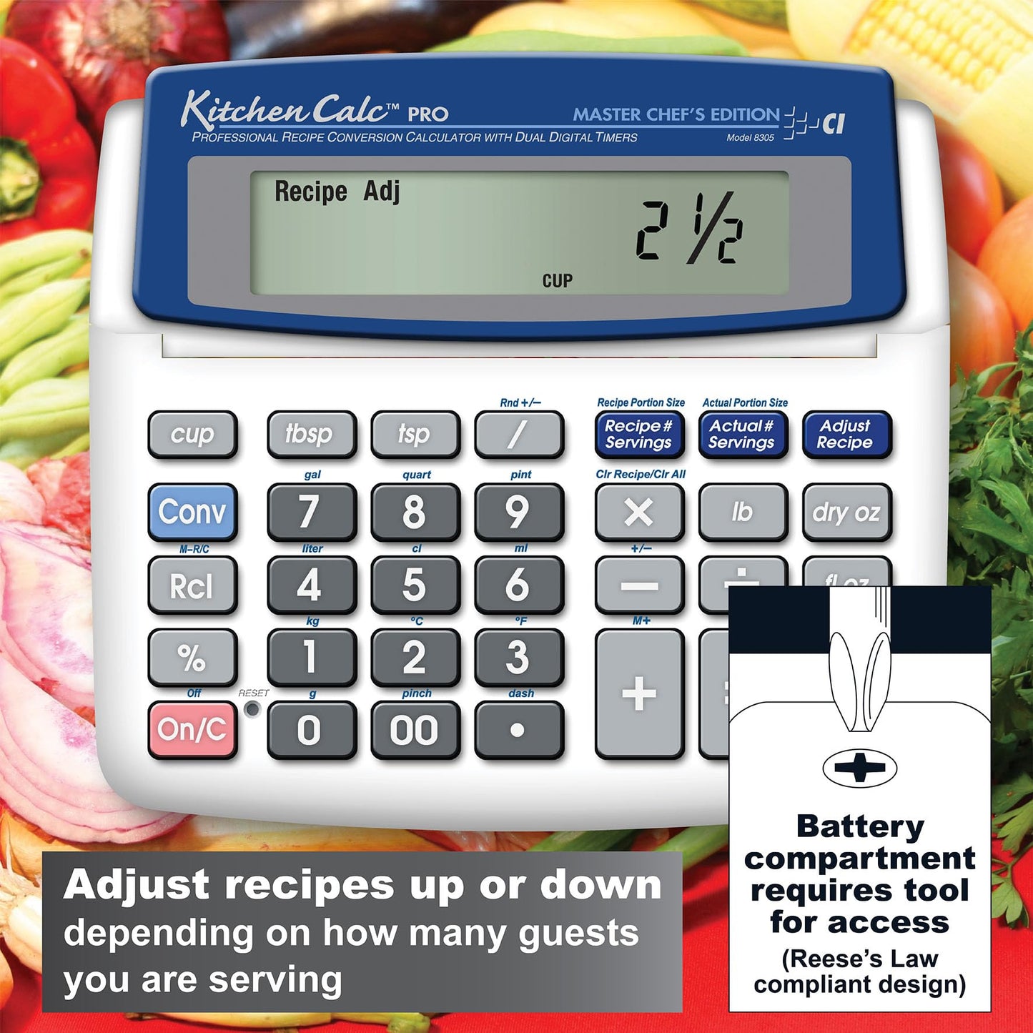 Calculated Industries 8305 KitchenCalc PRO Recipe Conversion & Culinary Math Calculator has 2 Digital Timers for Chefs, Students, Home Cooks, Bakers, Brewers & BBQers | Recipe Scaling | Portion Sizing