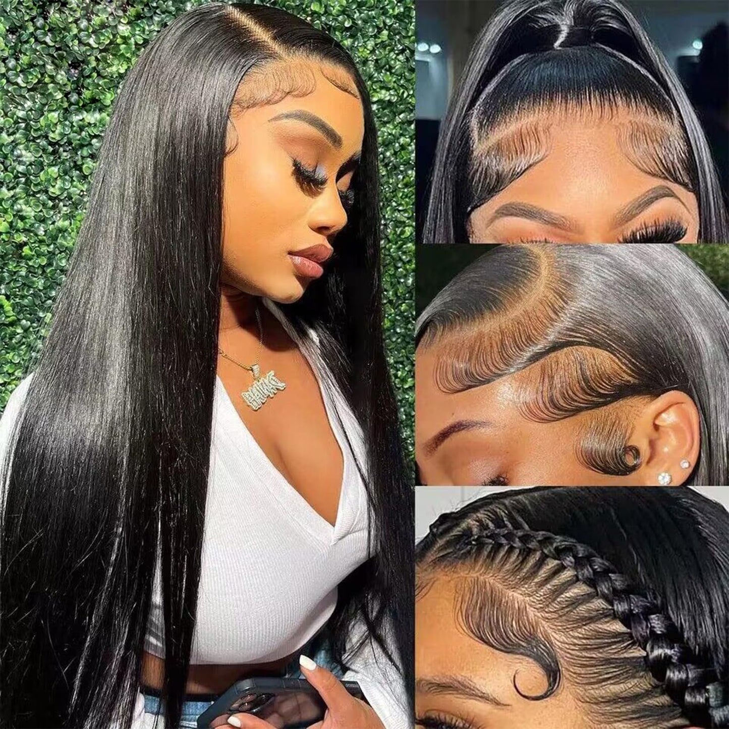 Lipai Hair Straight Lace Front Wigs Human Hair Pre Plucked 13x4 HD Transparent Lace Frontal Wigs Human Hair Natural Hairline 220% Density Glueless Brazilian Virgin Human Hair Wigs for Women 22 Inch