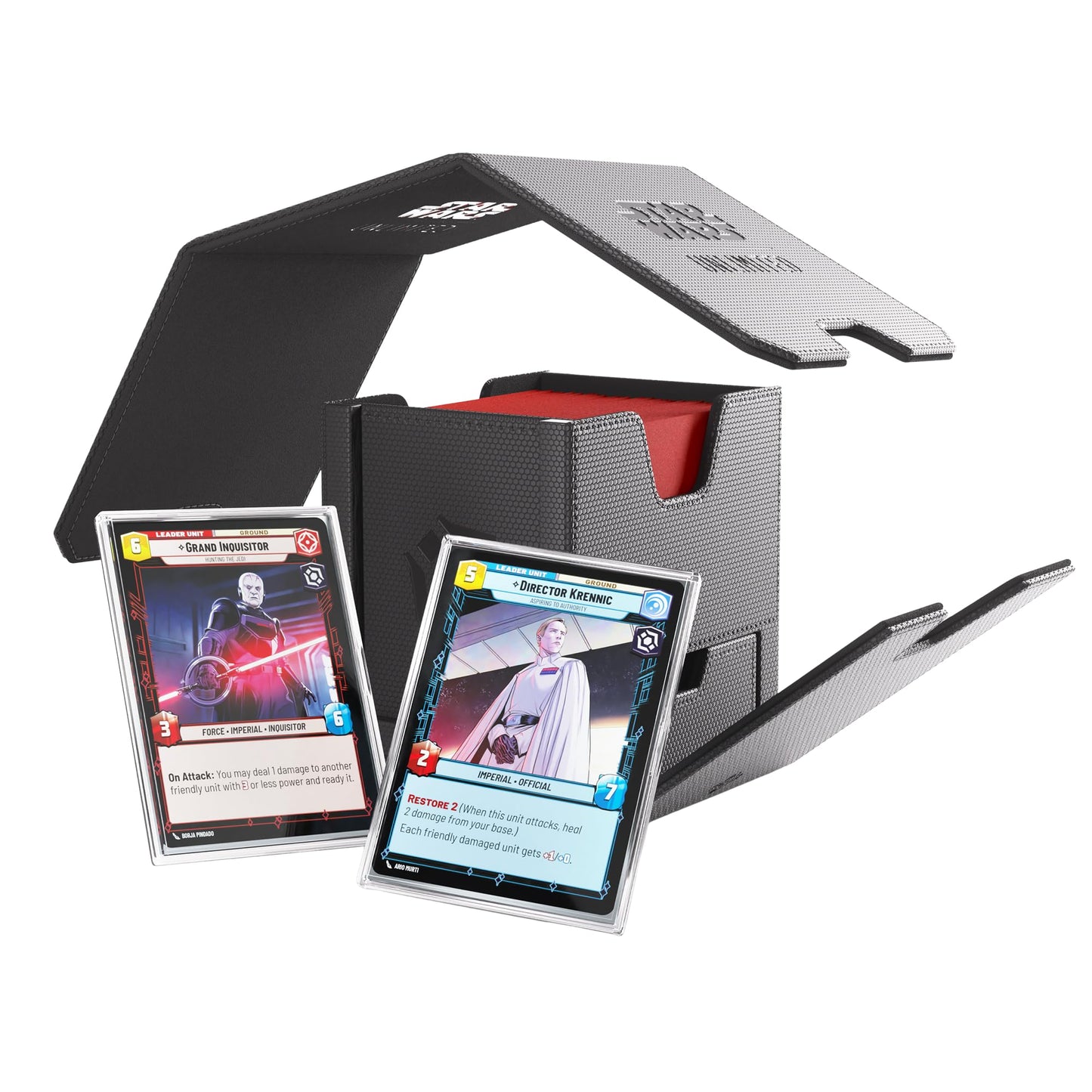 Gamegenic Star Wars Unlimited Twin Suns DECK POD - Premium Deck Box with UV-Protected Card Cases, Holds 100 Double-Sleeved Cards, Designed for the Star Wars Unlimited TCG, Black Color, Made
