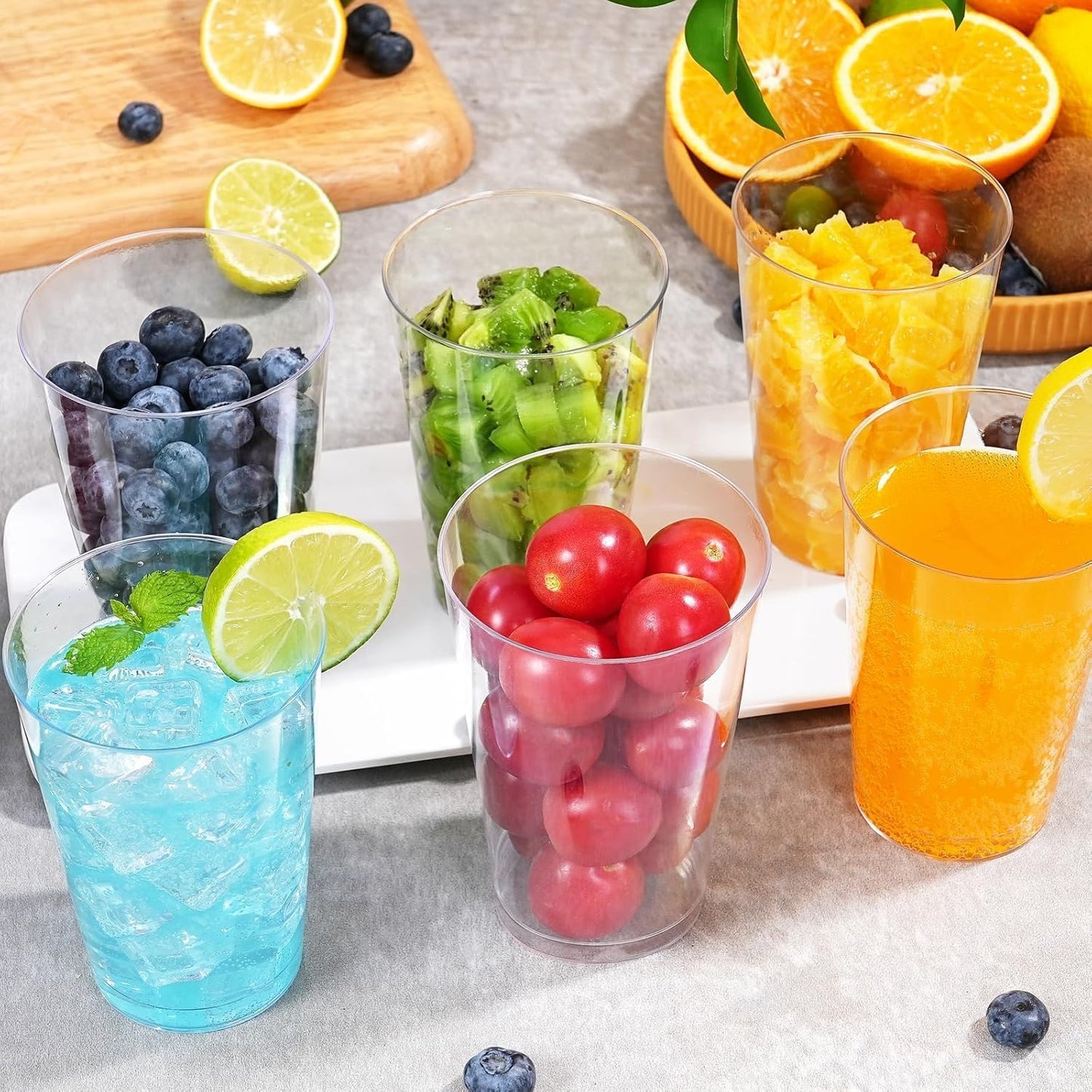 BYSNOW 300 Pack 12 oz Clear Plastic Cups, Disposable Heavy Duty Hard Plastic Cups, Wine Drinking Cups, Cocktail Glasses, for Party, Wedding, Home, Dinner