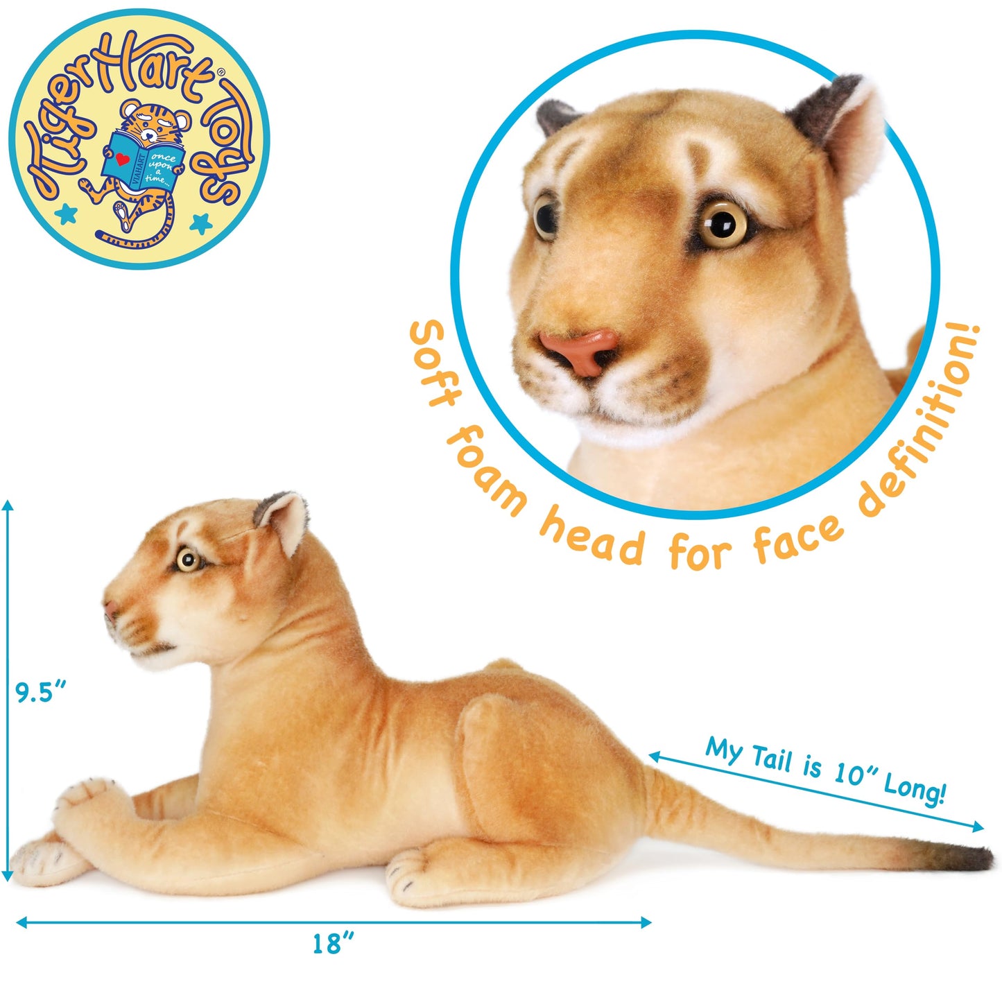 Monique The Mountain Lion - 18 Inch (Tail Measurement Not Included) Stuffed Animal Plush - by TigerHart Toys