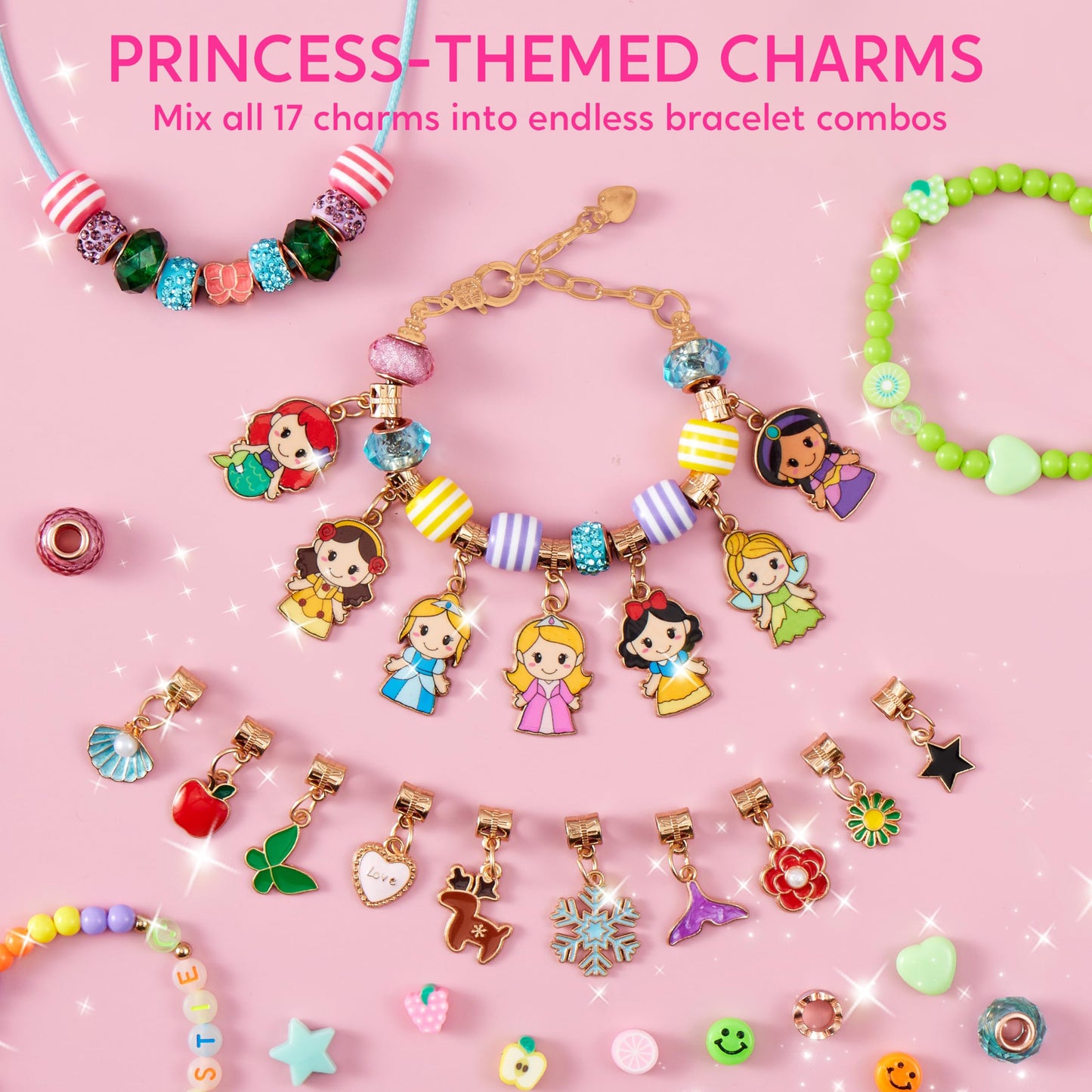 Klever Kits Princess Bracelet Making Kit, Jewelry Making Kit, Bracelets for Girls, Crafts for Kids, 4 5 6 7 8 Year Old Girl Birthday Gifts, Over 650 Beads, Make 30+ Designs, Easter Gifts