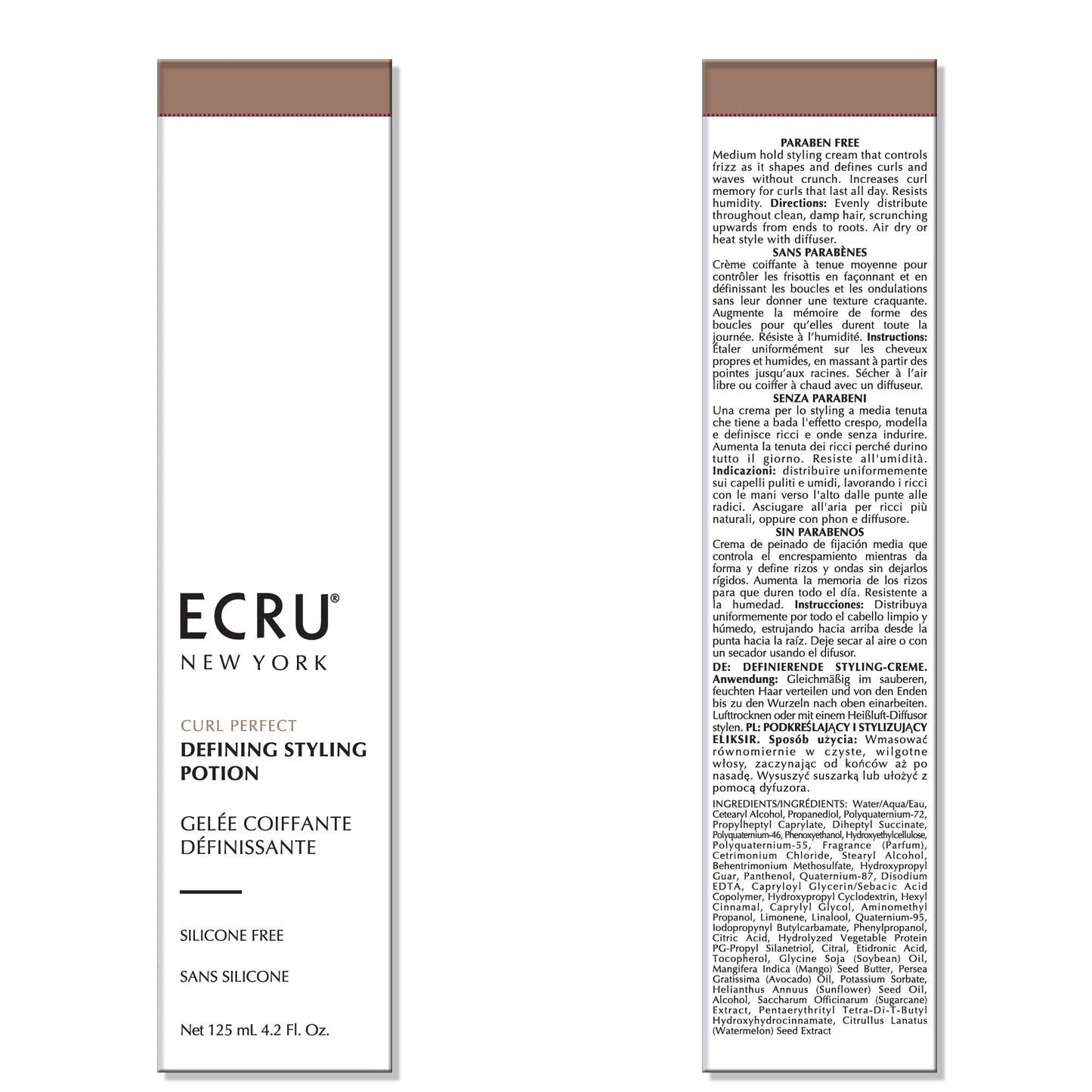 ECRU NEW YORK Curl Perfect Defining Styling Potion, Natural Curls Cream & Hair Styling Gel, Medium Hold Curl Defining Cream, Frizz Control, Defines Curly and Wavy Hair